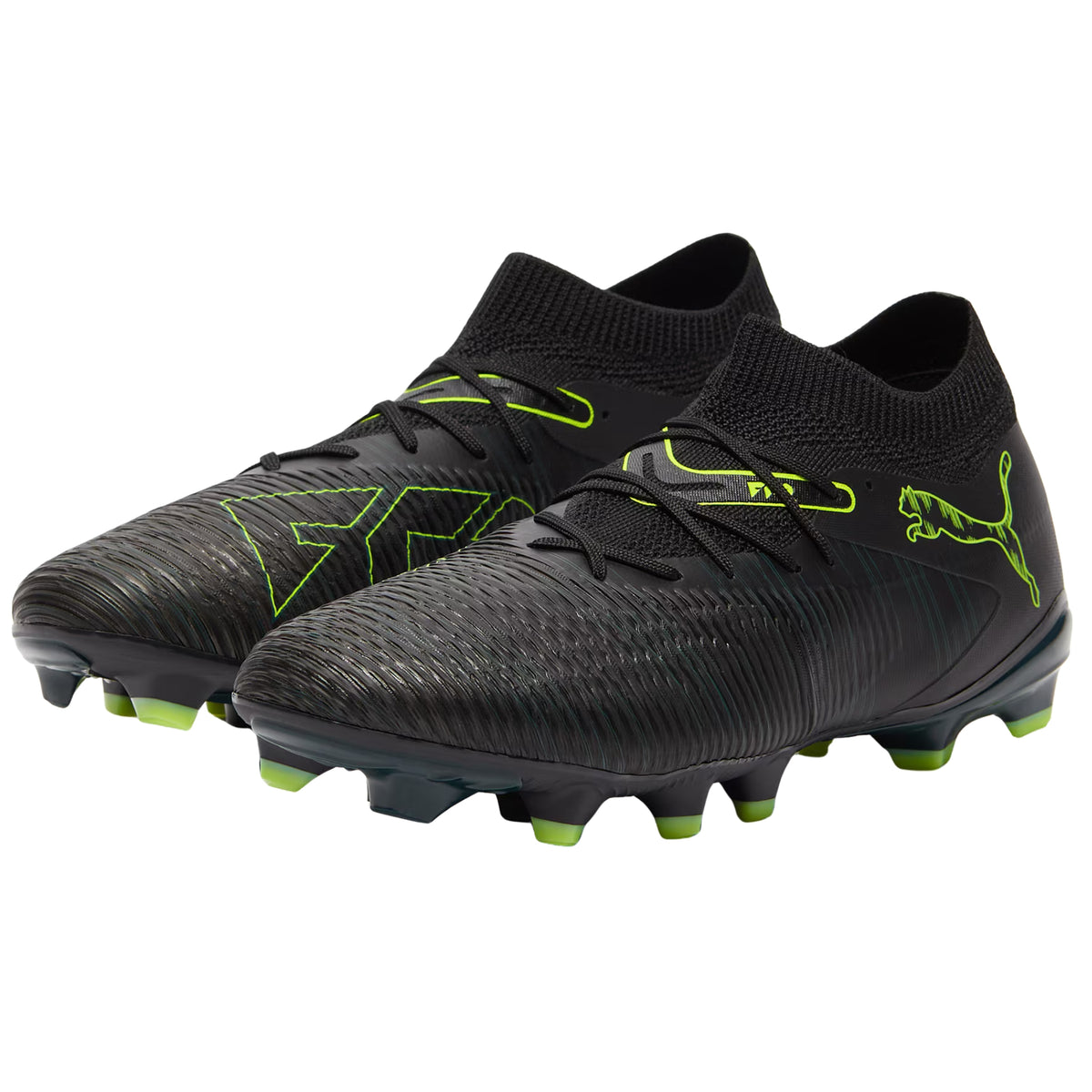 Puma Future 8 Match FG/AG Soccer Cleats (Black/Fizzy Light/Green)