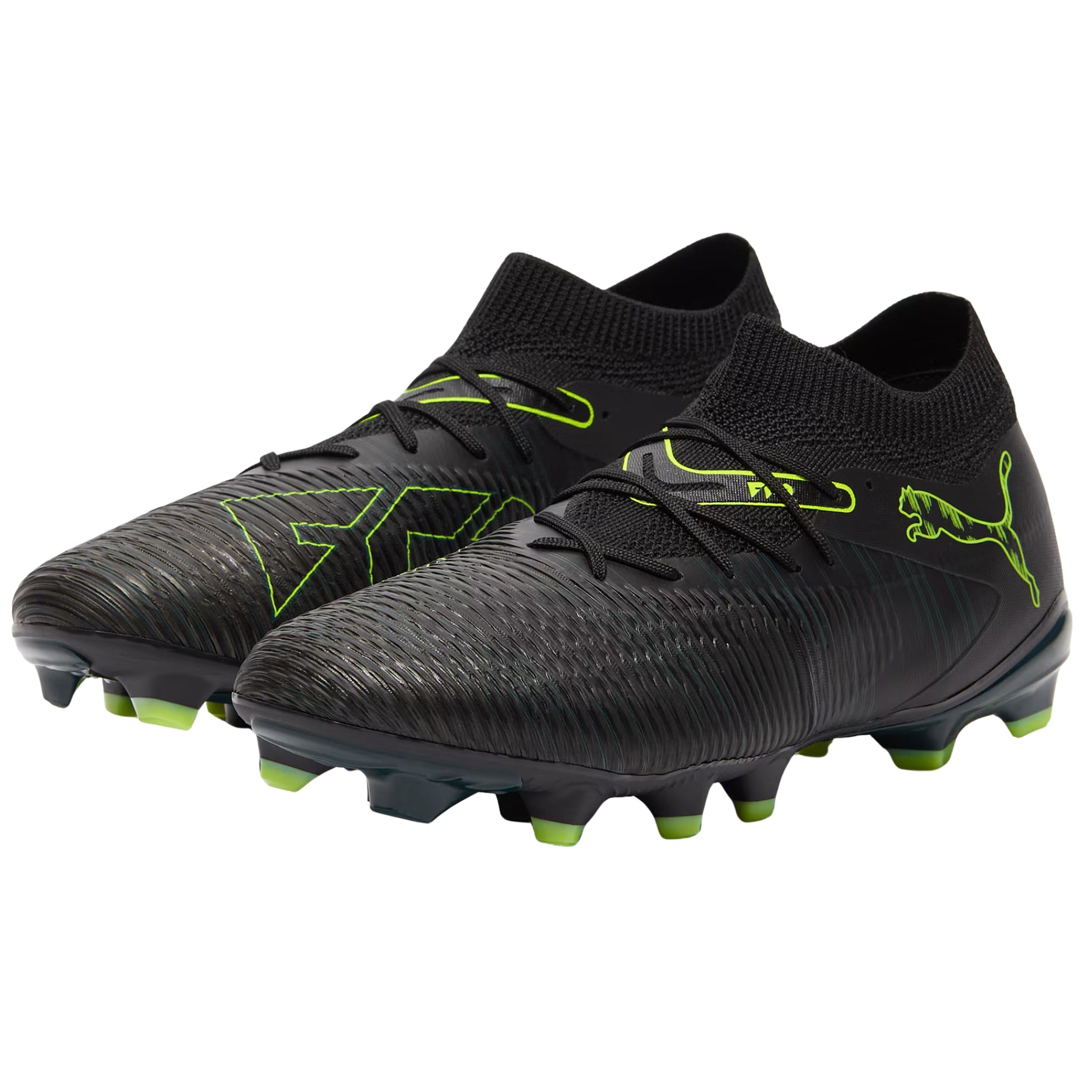 Puma Future 8 Match FG/AG Soccer Cleats (Black/Fizzy Light/Green)