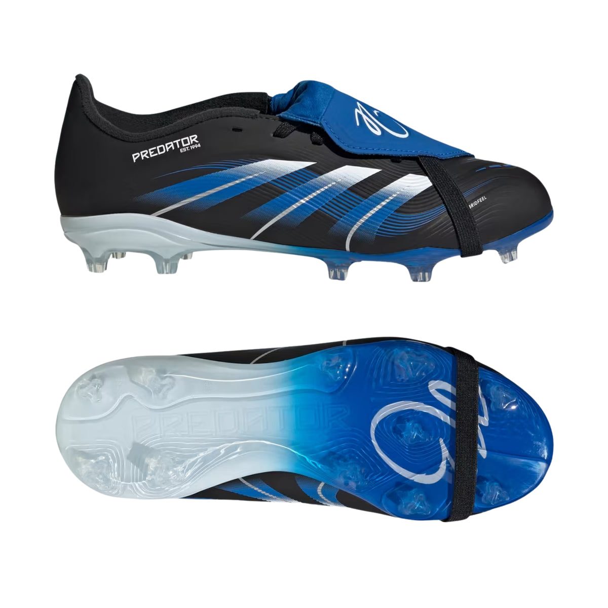 adidas Youth Predator League Jude Bellingham Edition Fold-Over Tongue FG/MG Soccer Cleats (Black/White/Blue)