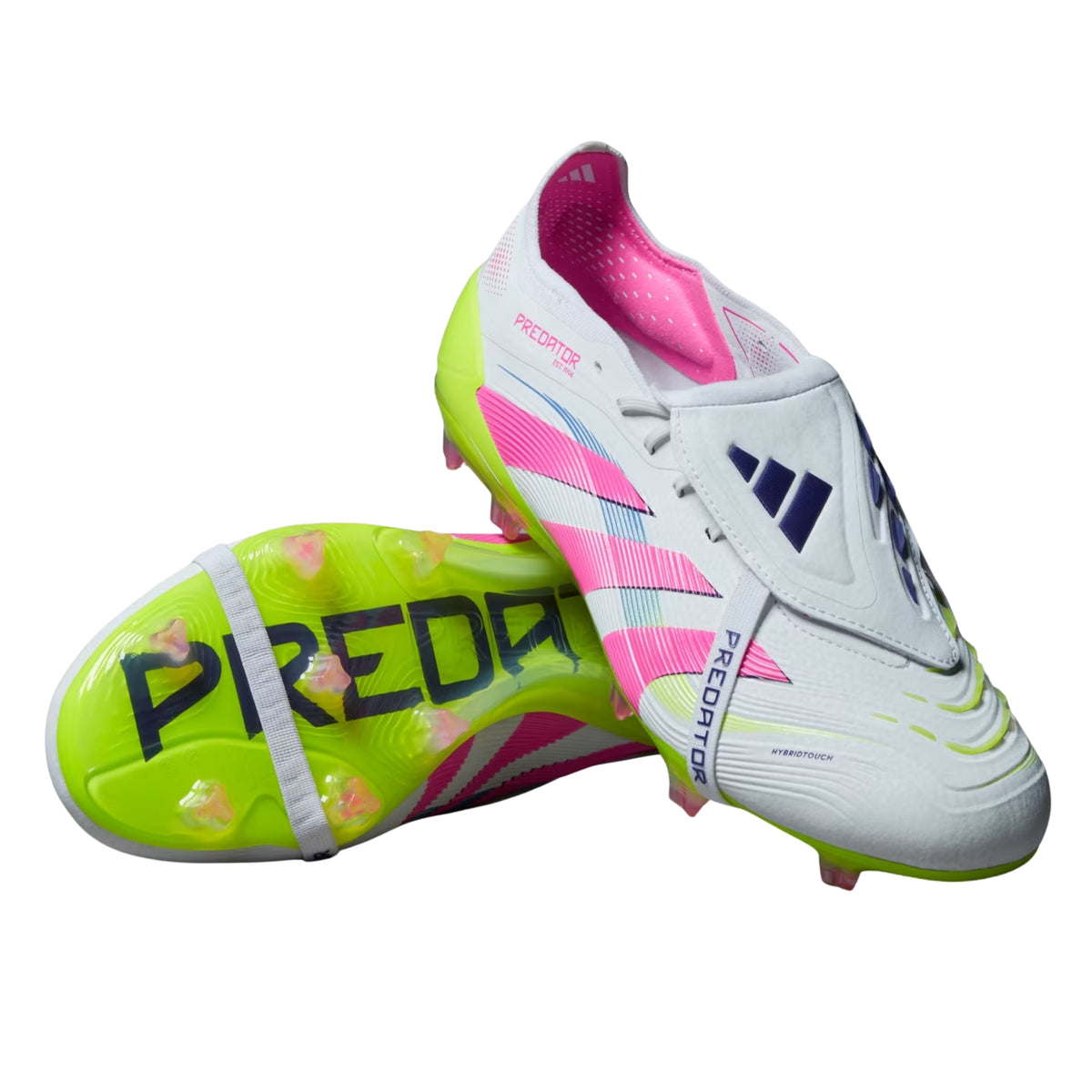 adidas Predator Elite FT Fold-over Tongue Firm Ground Soccer Cleats (White/Lucid Pink/Lucid Lemon)