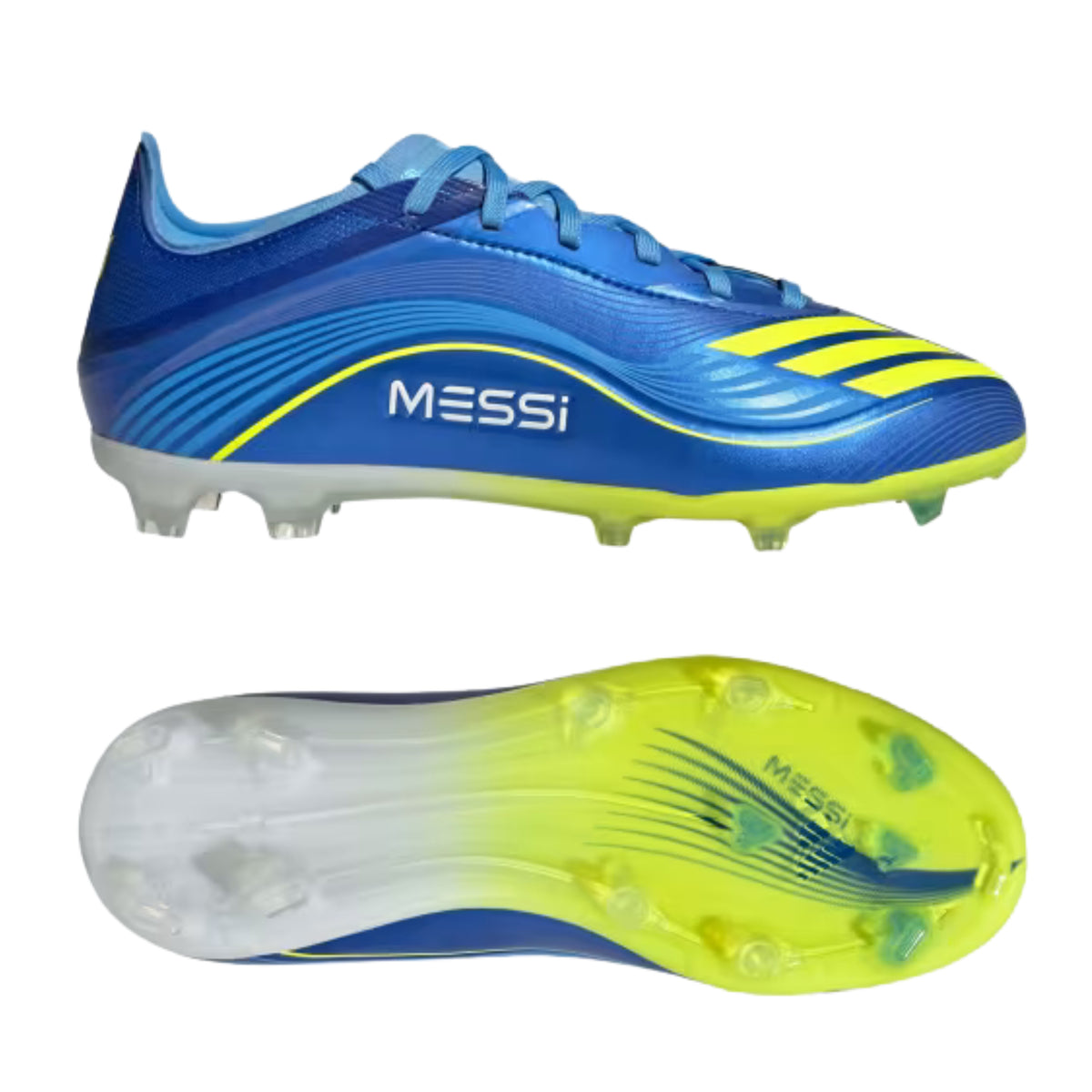 adidas Youth Messi F50 Elite Junior Firm Ground Soccer Cleats (Royal Blue/Solar Yellow)