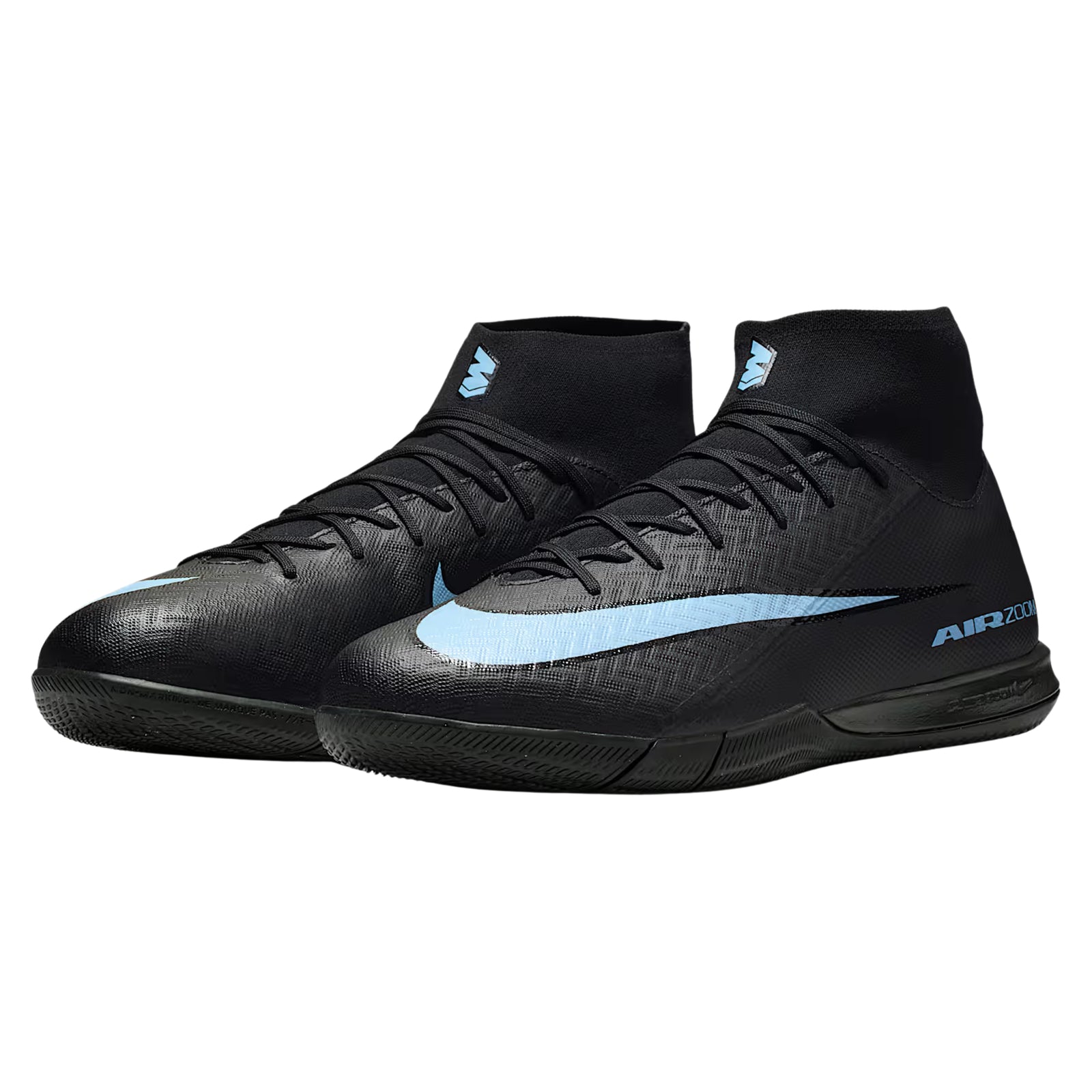 Nike Zoom Mercurial Superfly 10 Academy Indoor Soccer Shoes (Black/Ice Blue)