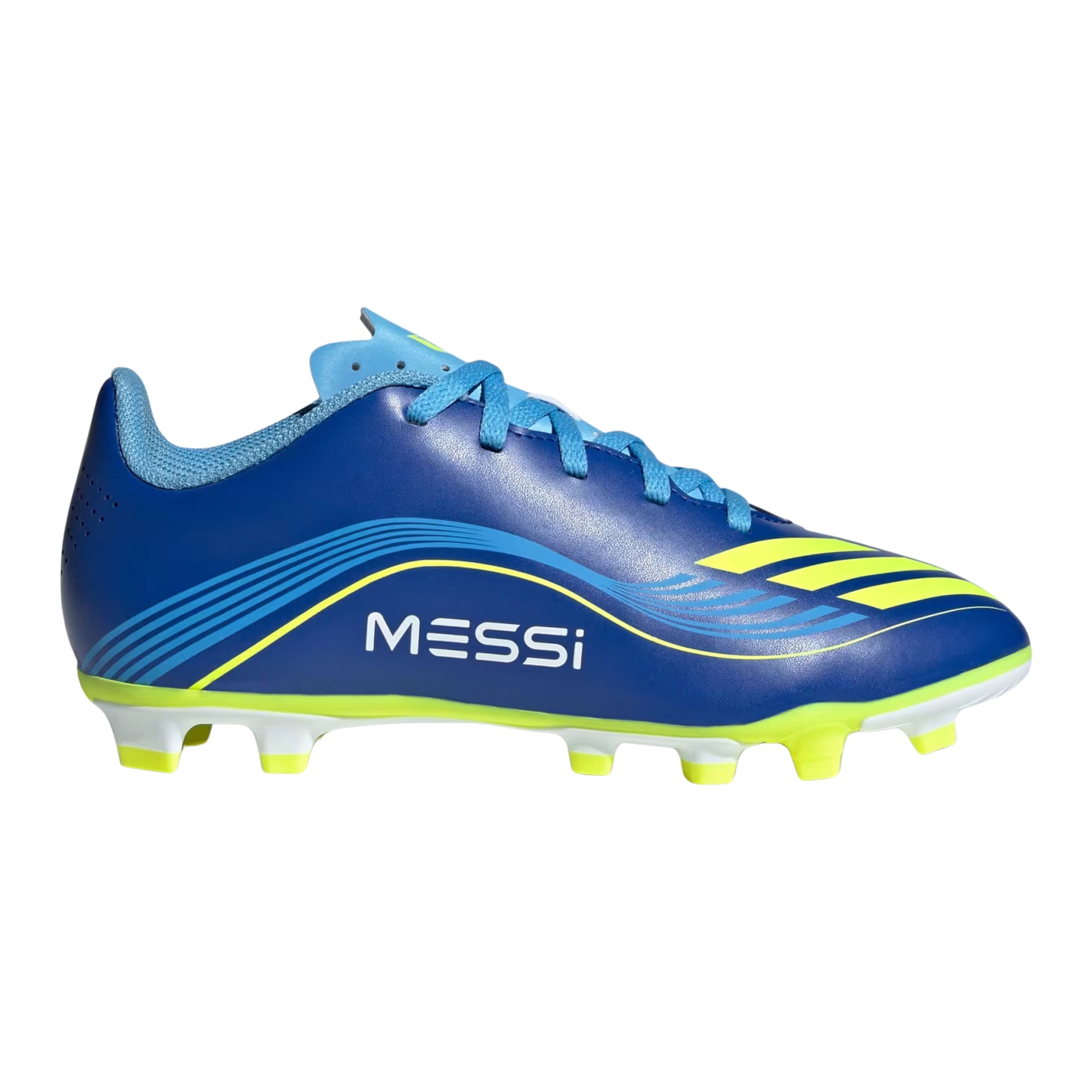 adidas Messi F50 Club Firm Ground/Multi Ground Junior Soccer Cleats (Royal Blue/Solar Yellow)