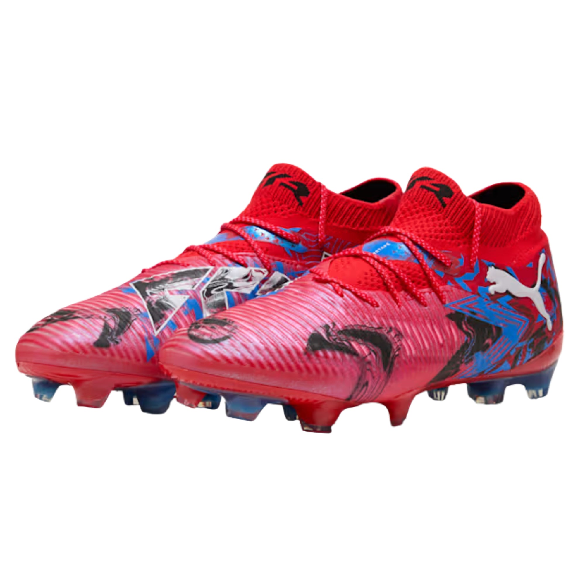 Puma Future 8 Ultimate Playmaker Firm Ground Soccer Cleats (Red/Black/Blue/Pink Pixel)