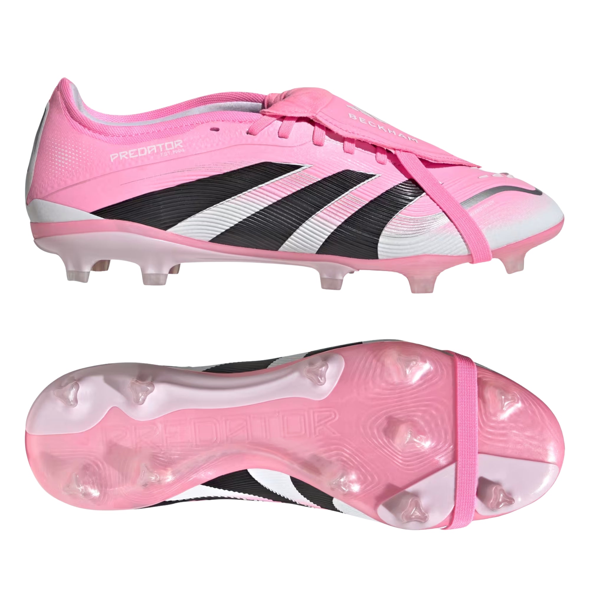 adidas Predator Pro Fold-Over Tongue Firm Ground Soccer Cleats (Pink/Core Black/White)