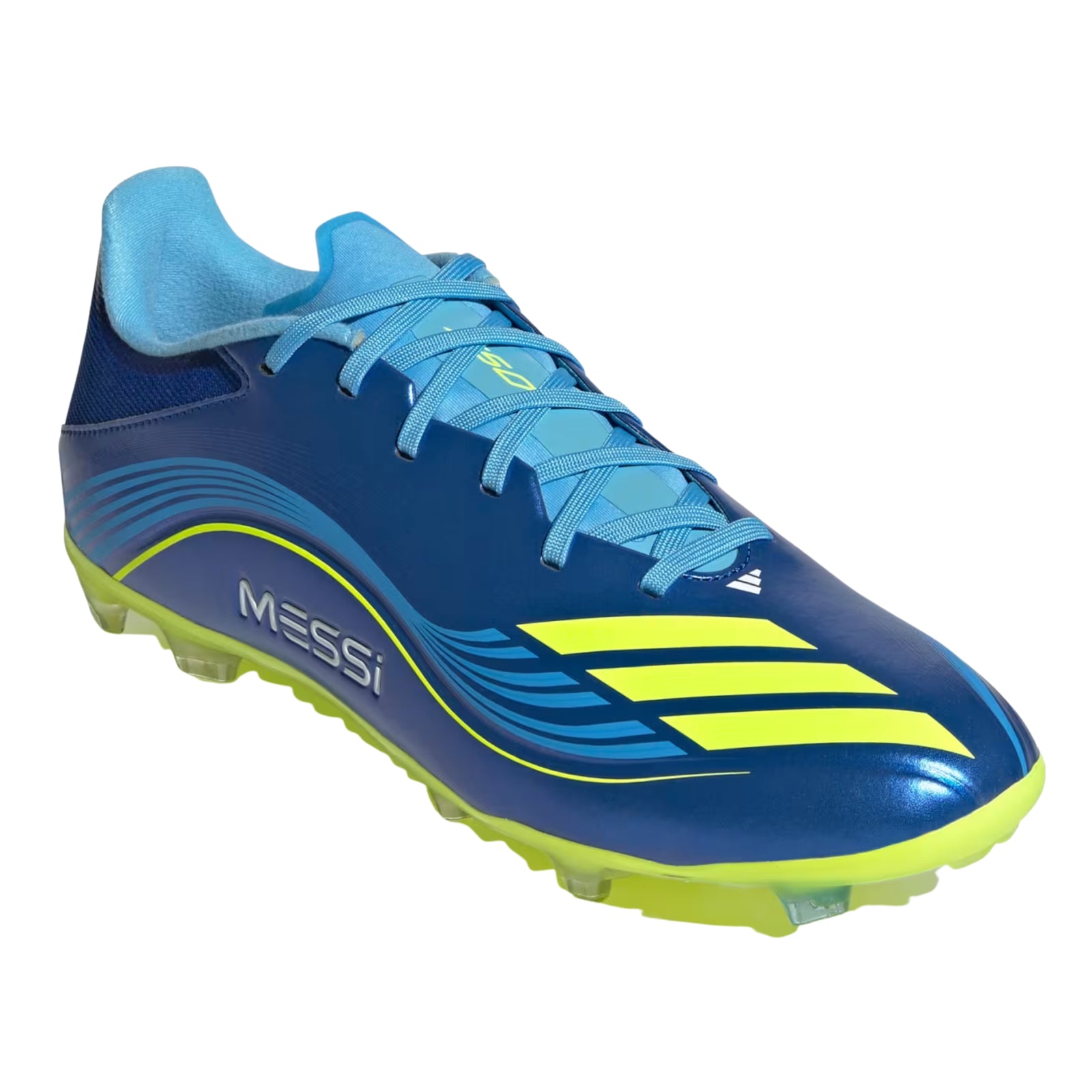 adidas Messi F50 League Firm Ground/Multi Ground Soccer Cleats (Royal Blue/Solar Yellow)