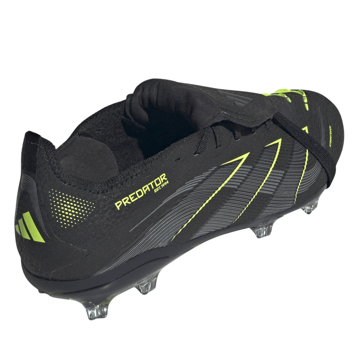 adidas Youth Predator Elite Full Touch Junior Firm Ground Soccer Cleats (Black/Iron Metallic/Lucid Lemon)