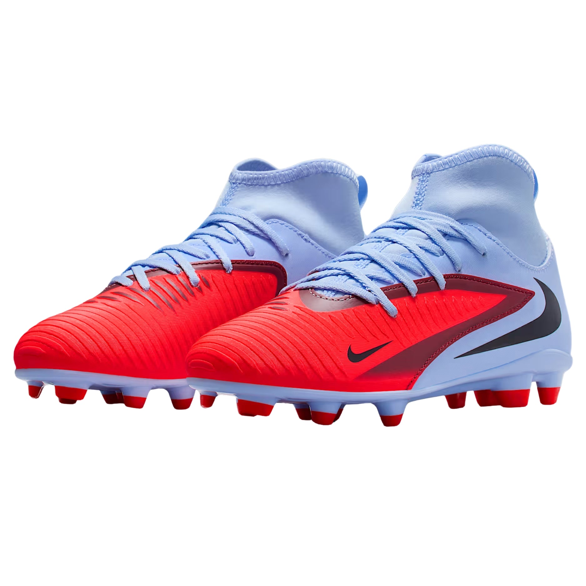 Nike Jr. Phantom 6 High Club Firm Ground/Multi Ground Soccer Cleats (Royal Tint/Bright Crimson)
