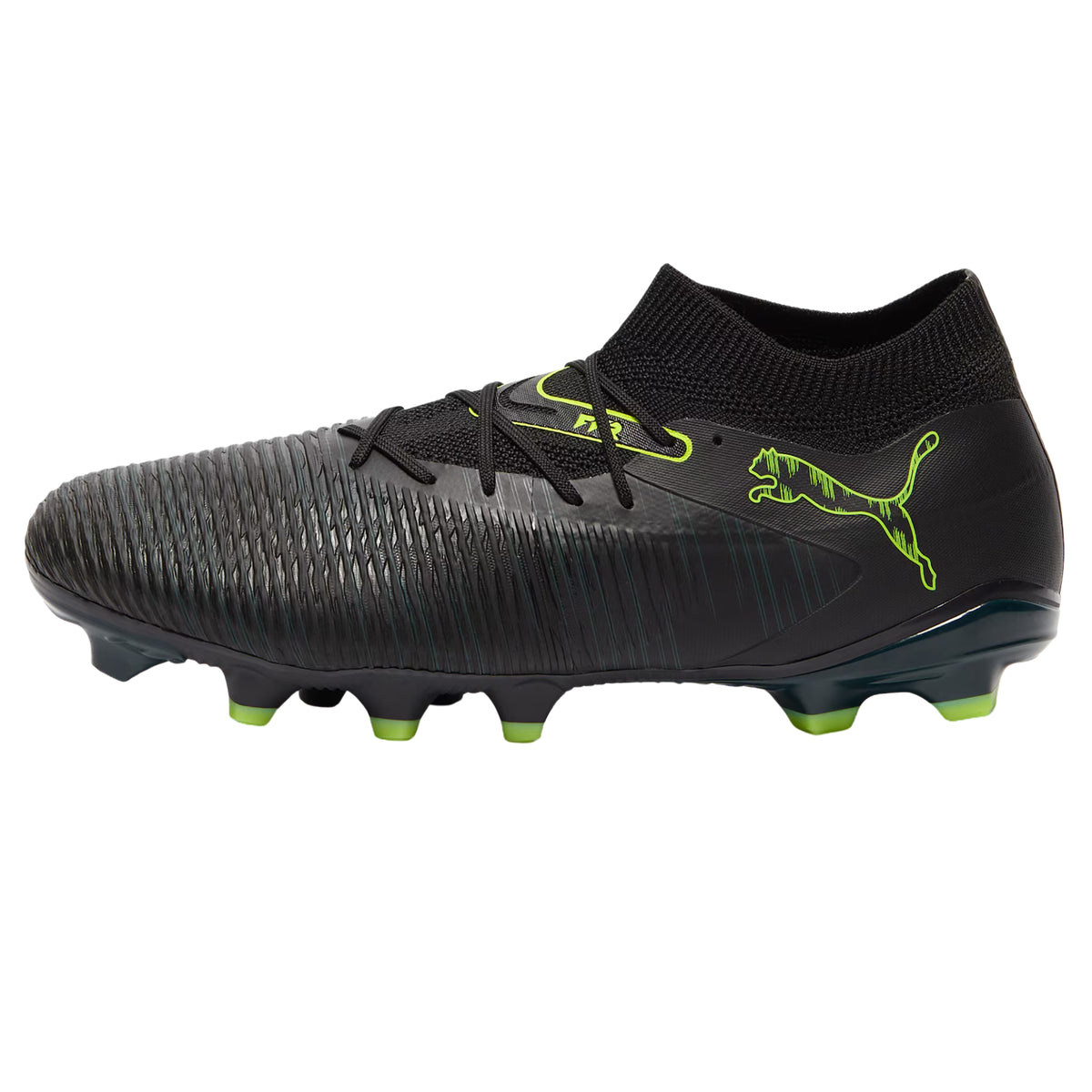 Puma Future 8 Match FG/AG Soccer Cleats (Black/Fizzy Light/Green)