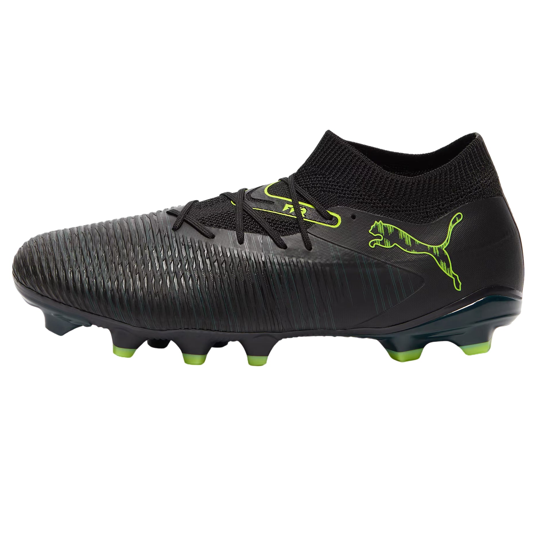 Puma Future 8 Match FG/AG Soccer Cleats (Black/Fizzy Light/Green)