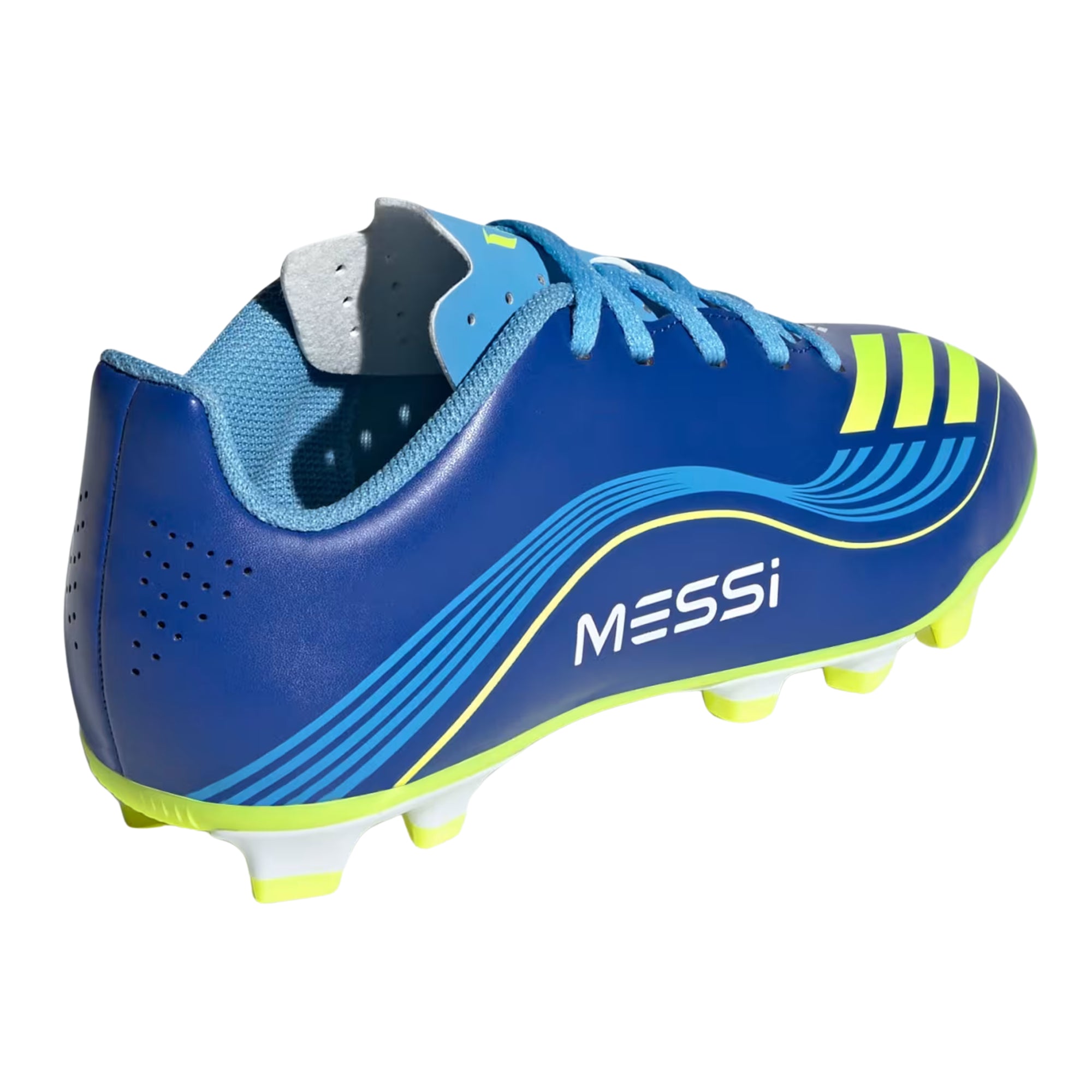 adidas Messi F50 Club Firm Ground/Multi Ground Junior Soccer Cleats (Royal Blue/Solar Yellow)