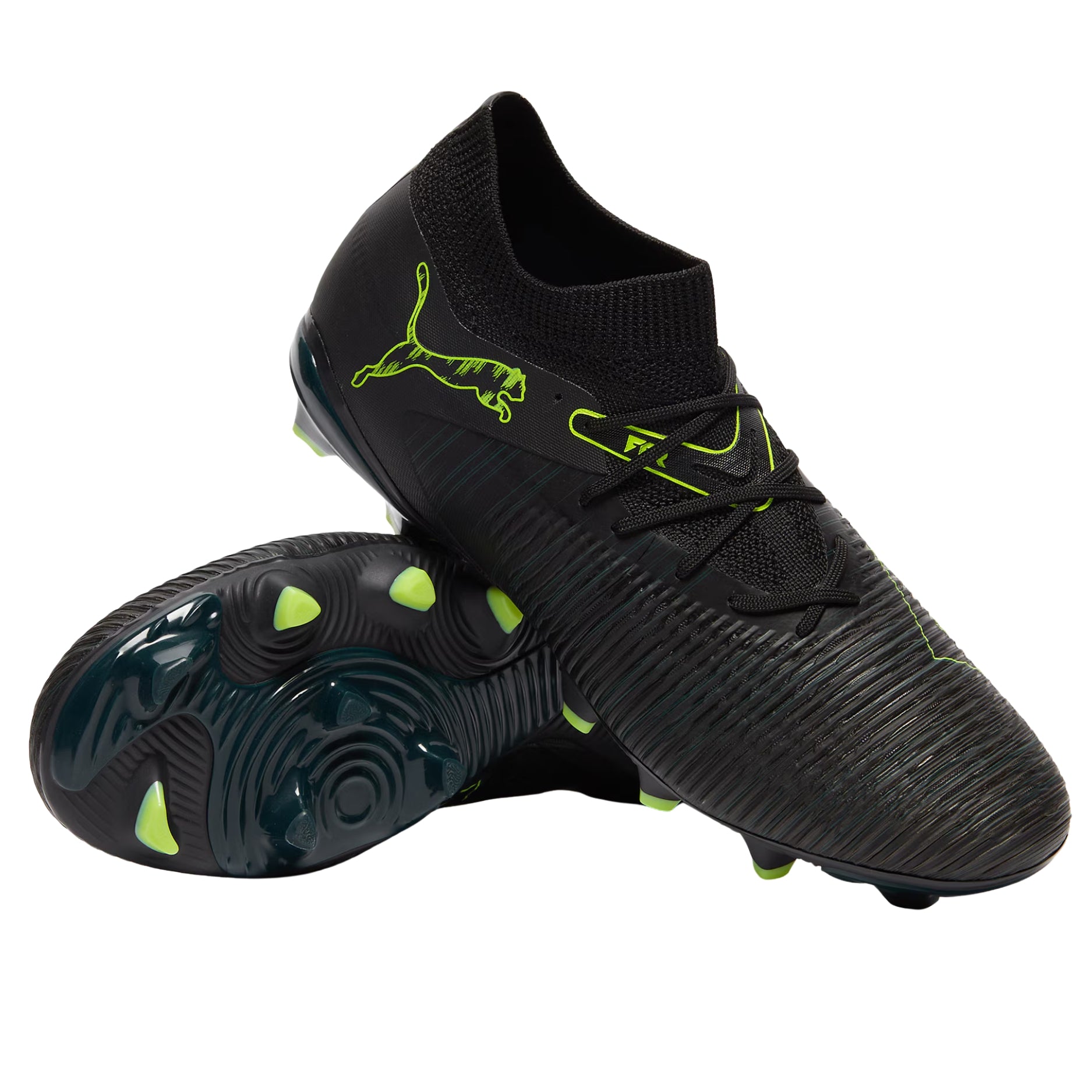 Puma Future 8 Match FG/AG Soccer Cleats (Black/Fizzy Light/Green)