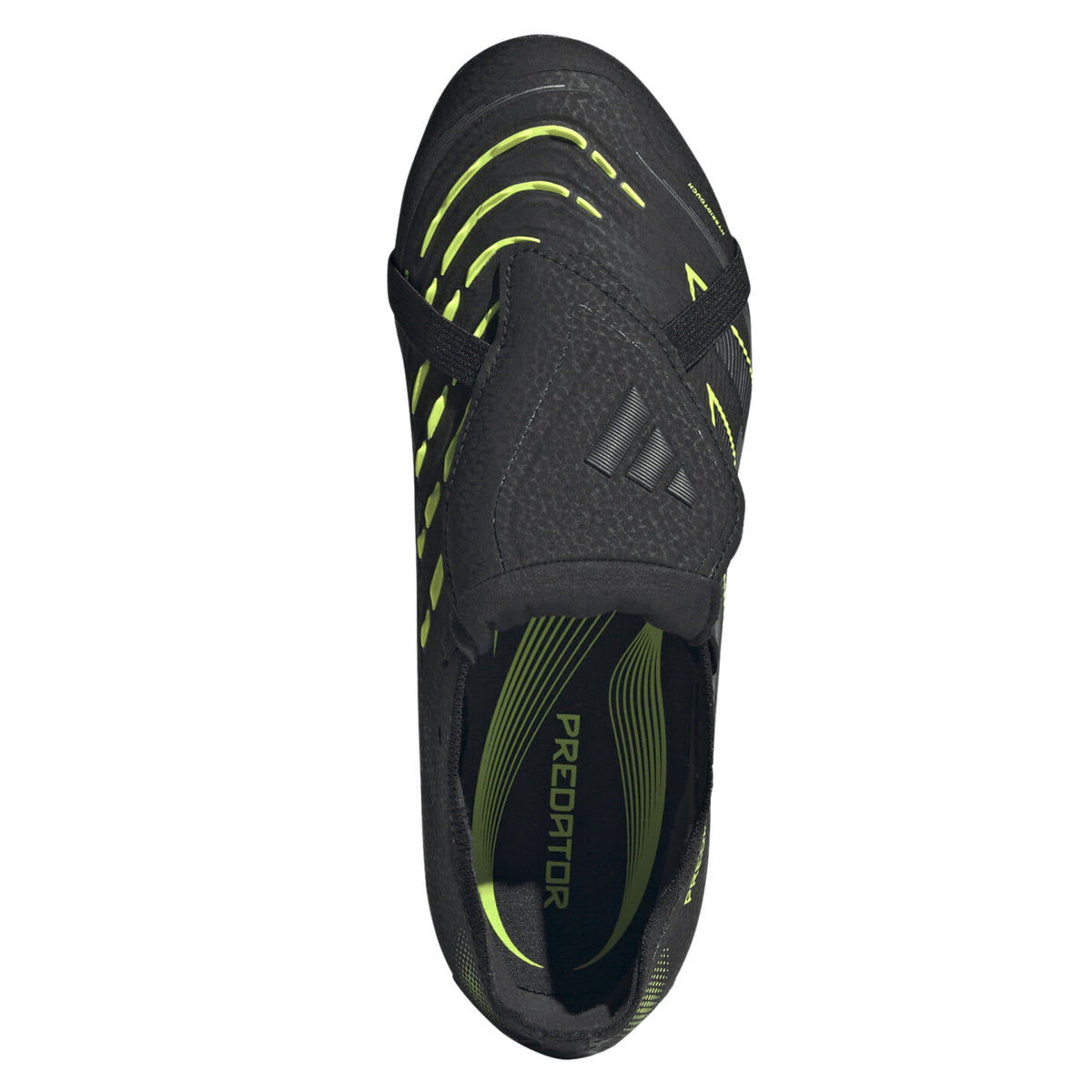 adidas Youth Predator Elite Full Touch Junior Firm Ground Soccer Cleats (Black/Iron Metallic/Lucid Lemon)