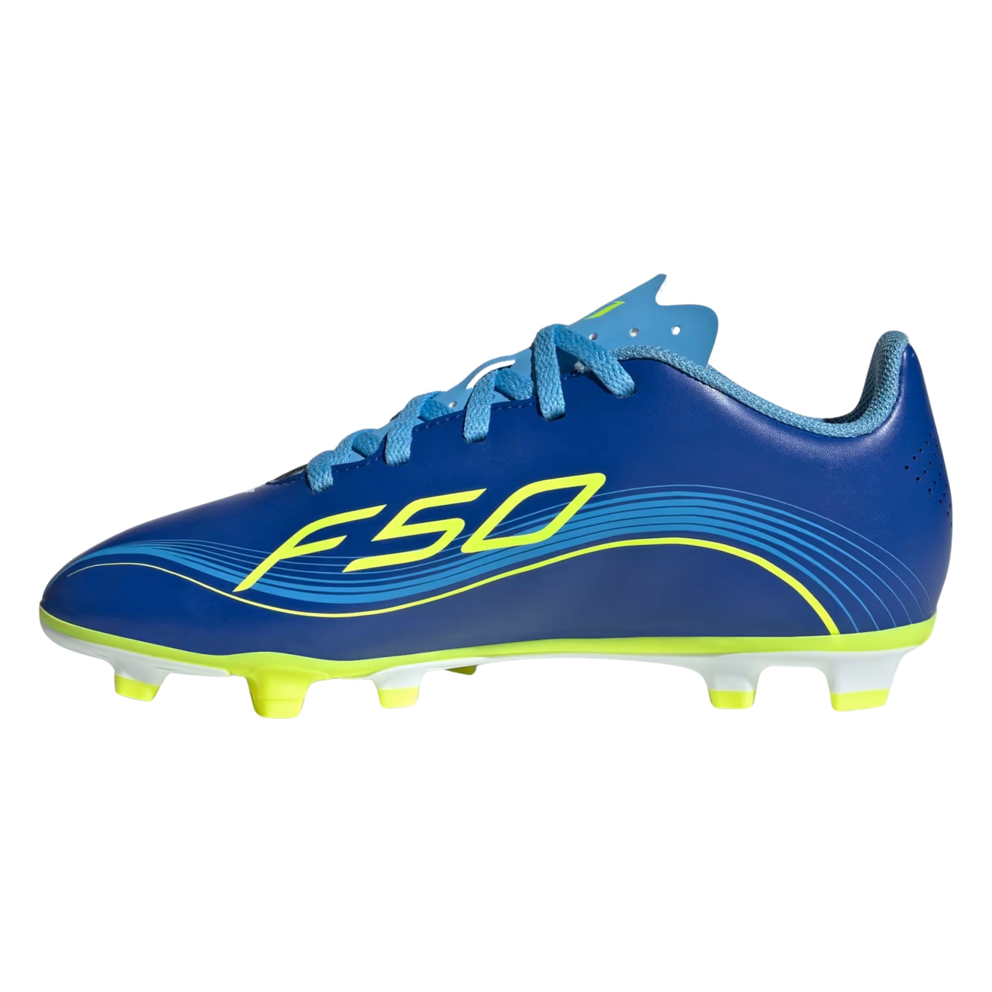 adidas Messi F50 Club Firm Ground/Multi Ground Junior Soccer Cleats (Royal Blue/Solar Yellow)