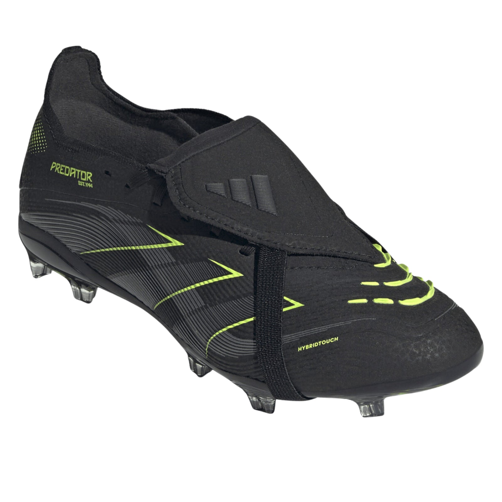 adidas Youth Predator Elite Full Touch Junior Firm Ground Soccer Cleats (Black/Iron Metallic/Lucid Lemon)