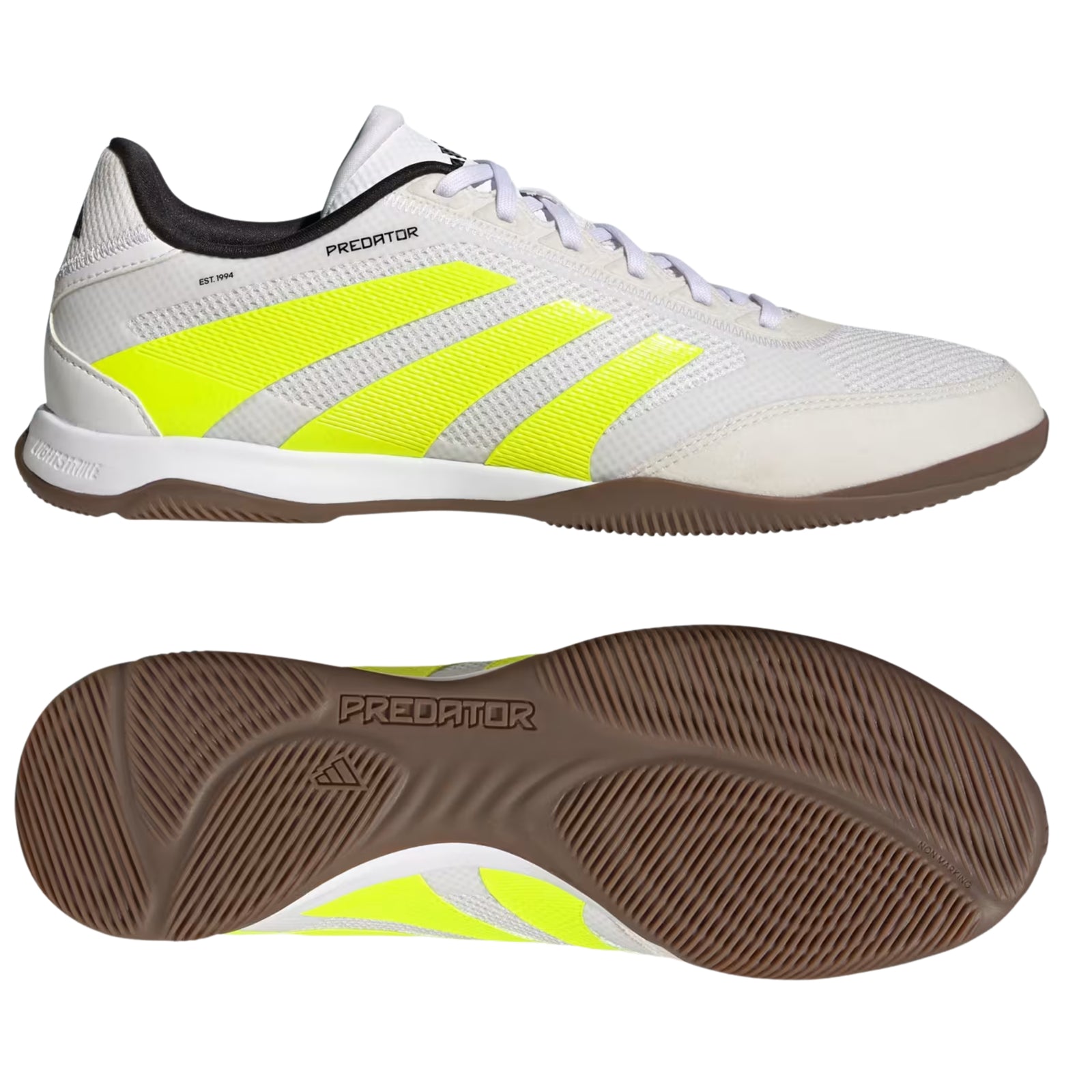 adidas Predator League Indoor Soccer Shoes (White/Lucid Lemon/Black)