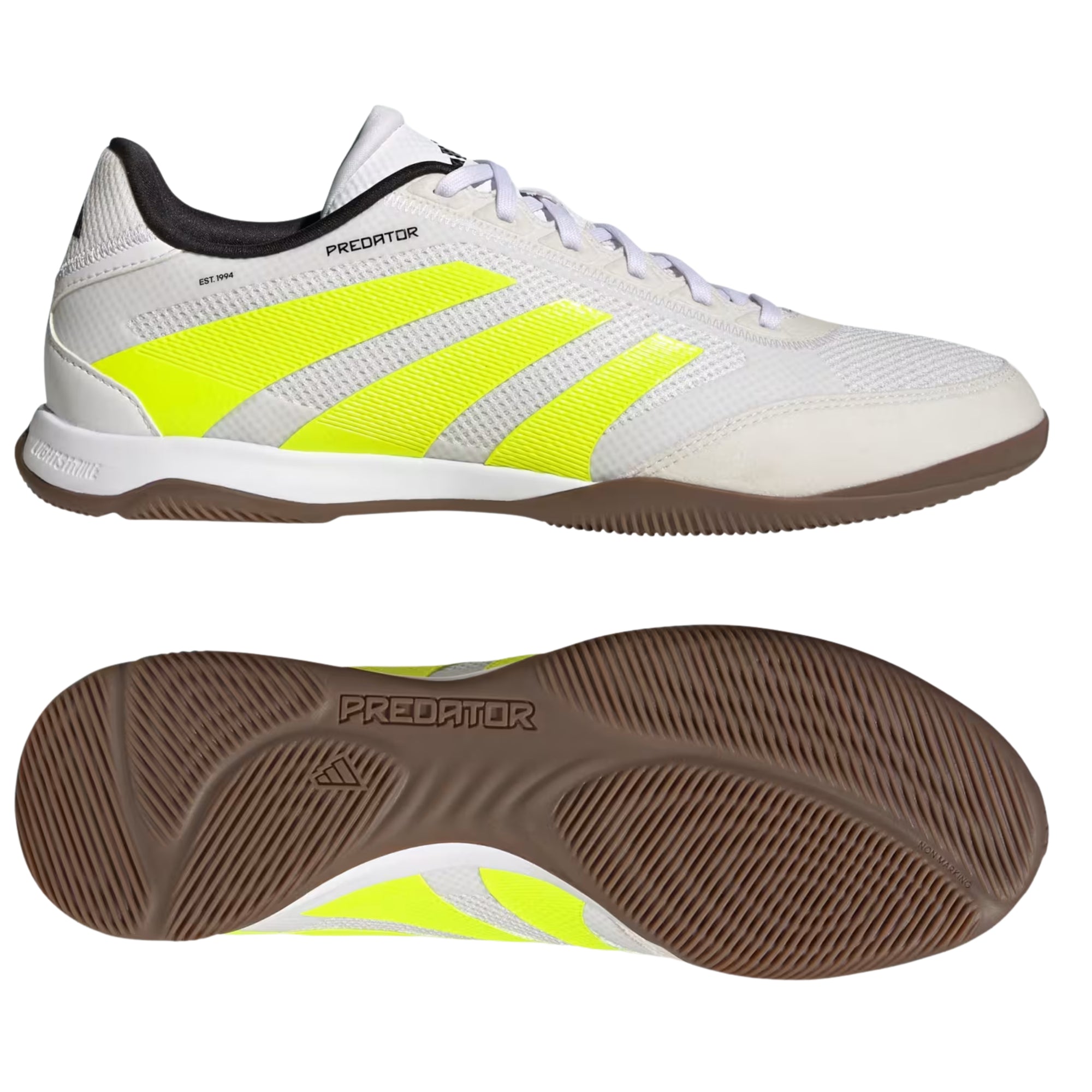 adidas Predator League Indoor Soccer Shoes (White/Lucid Lemon/Black)