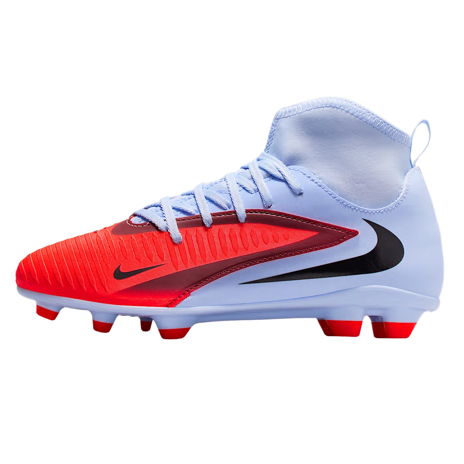 Nike Jr. Phantom 6 High Club Firm Ground/Multi Ground Soccer Cleats (Royal Tint/Bright Crimson)
