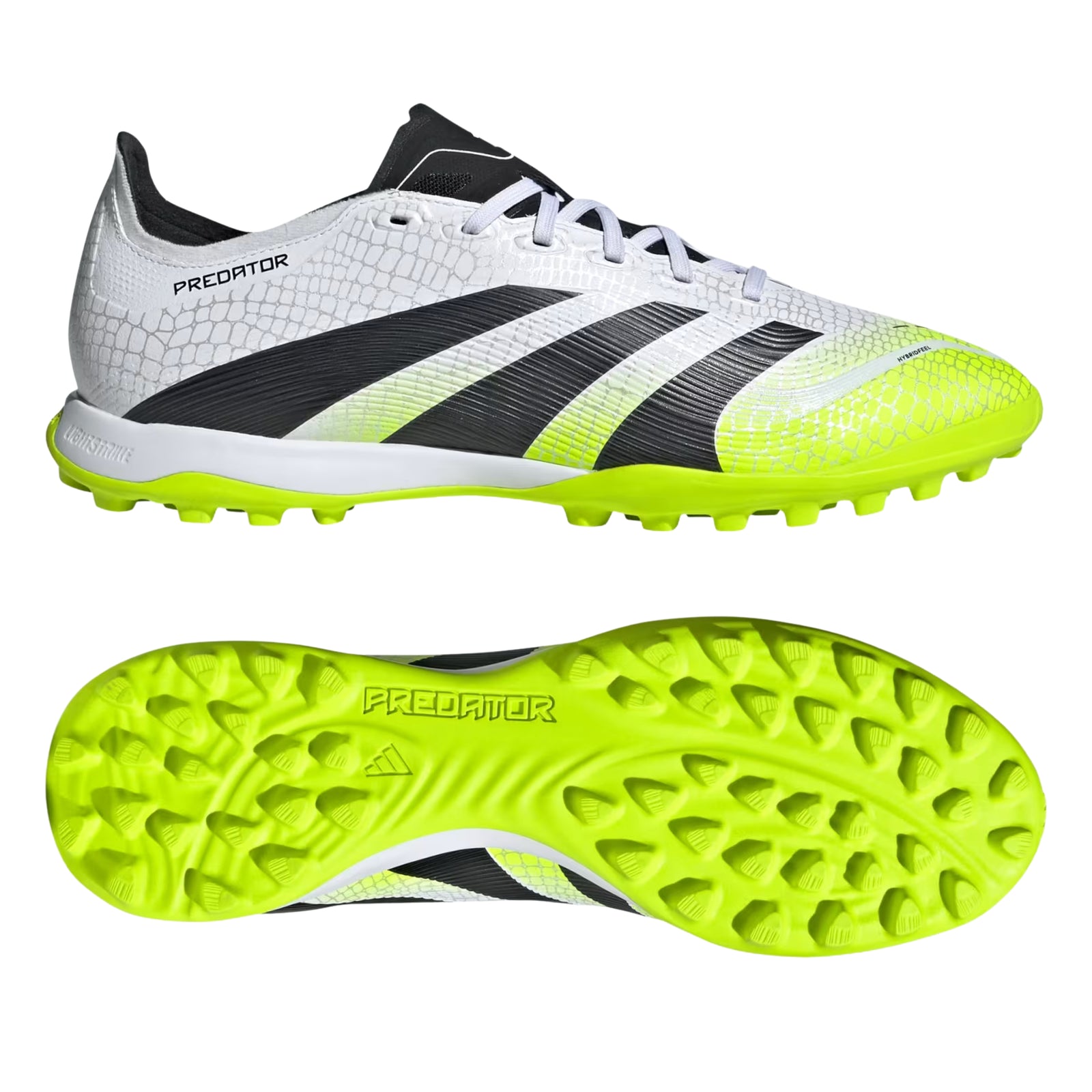adidas Predator League Turf Soccer Shoes (White/Black/Lucid Lemon)