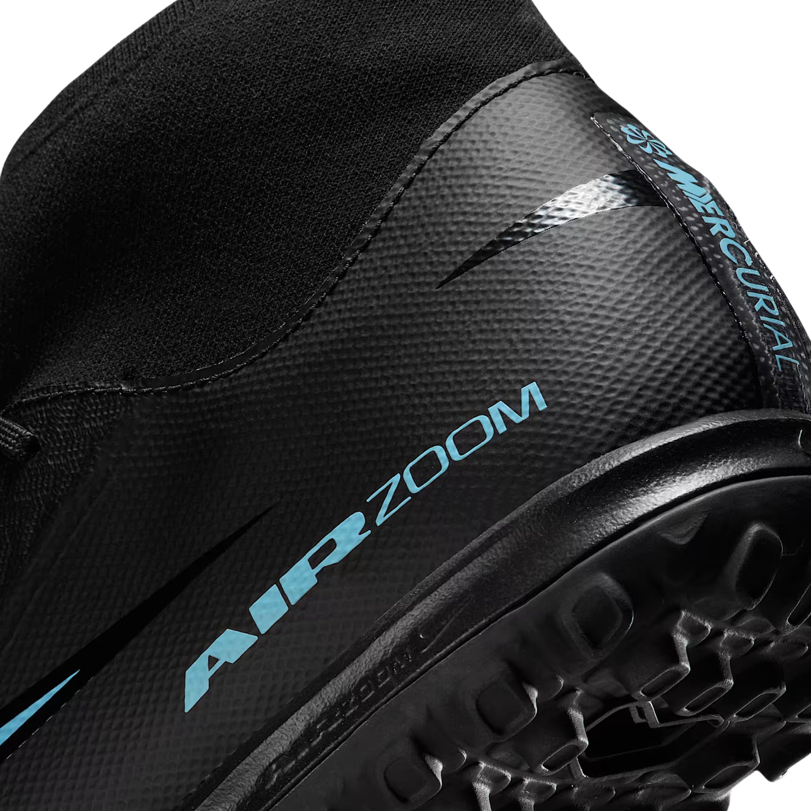 Nike Zoom Superfly 10 Academy Turf Soccer Shoes (Black/Ice Blue)