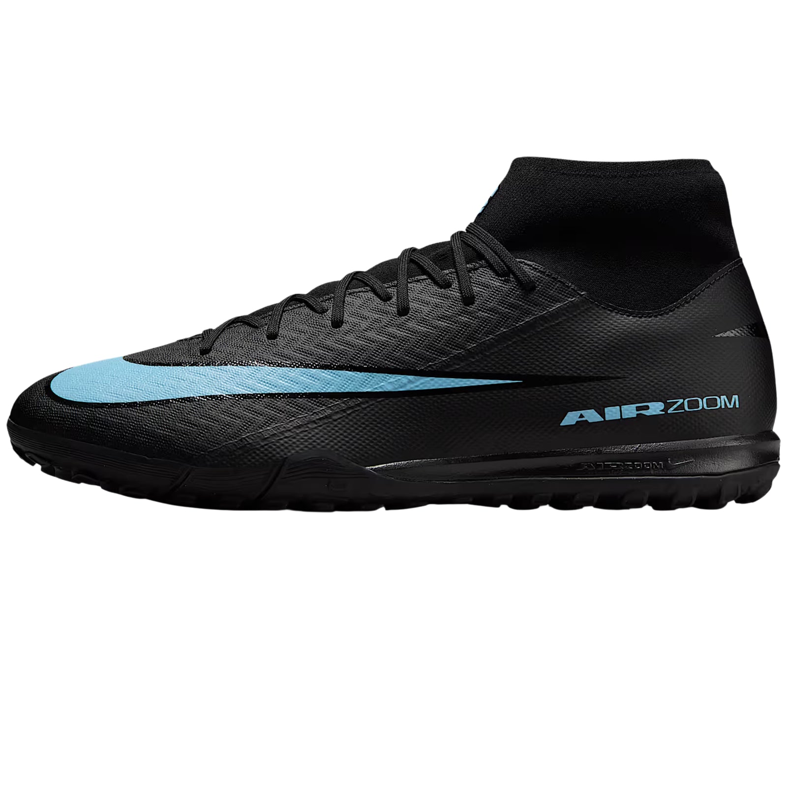 Nike Zoom Superfly 10 Academy Turf Soccer Shoes (Black/Ice Blue)