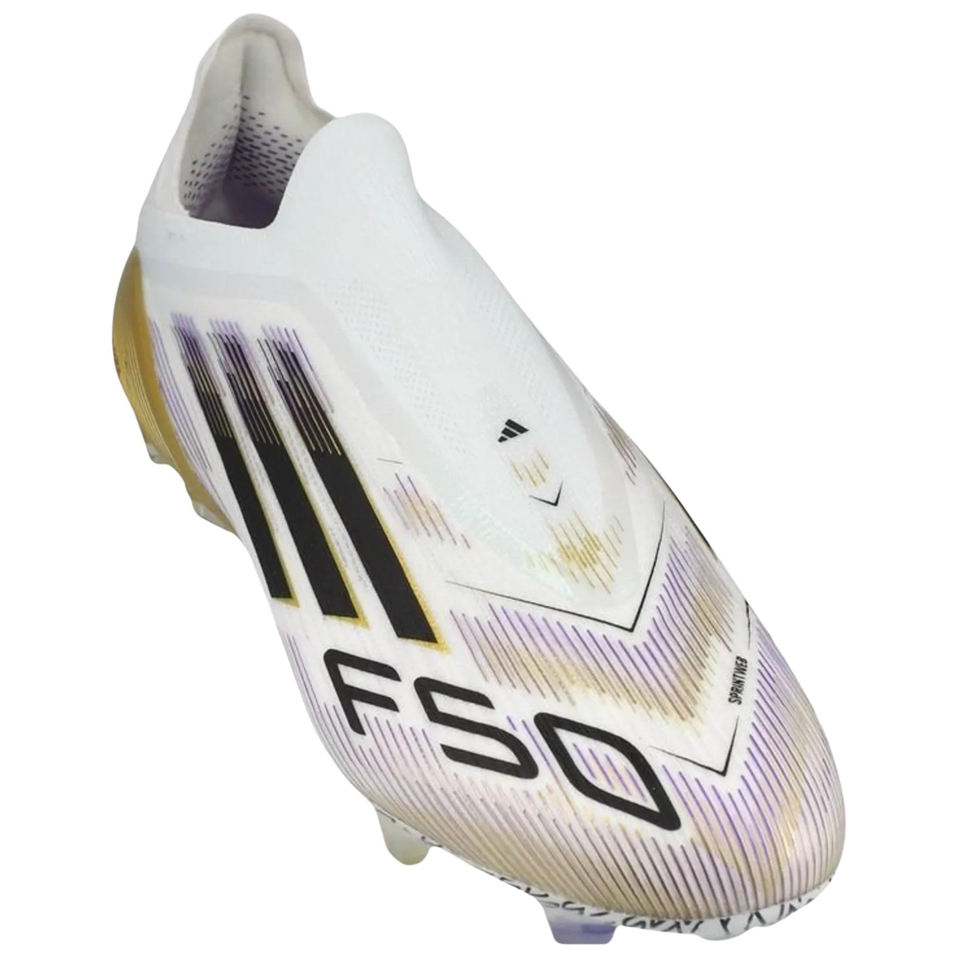 adidas F50 Elite Laceless Firm Ground Soccer Cleats (White/Black/Metallic Gold)