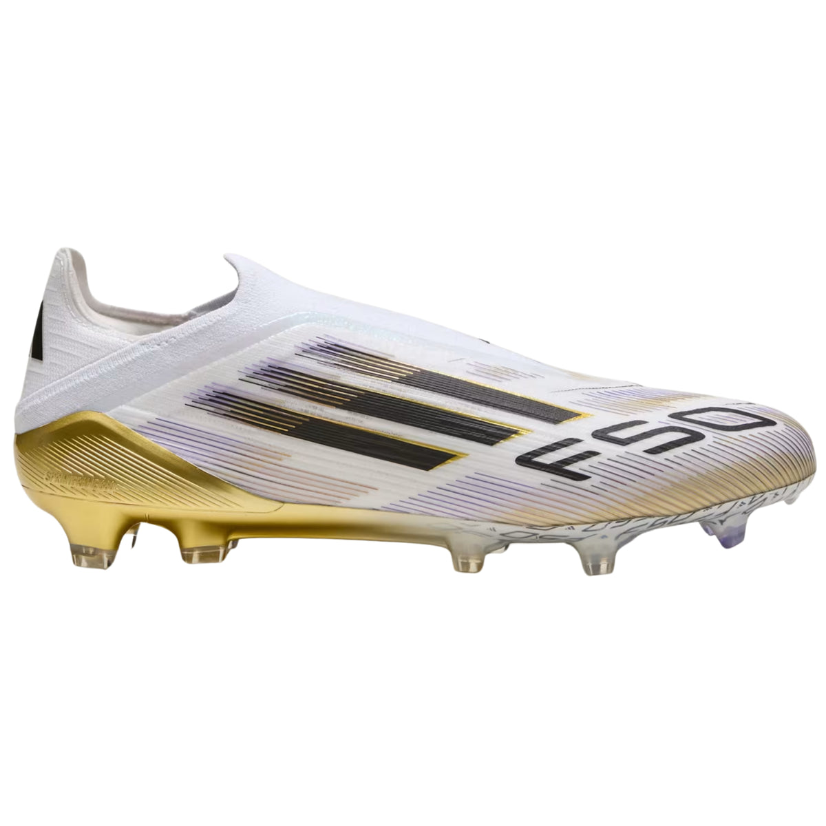 adidas F50 Elite Laceless Firm Ground Soccer Cleats (White/Black/Metallic Gold)