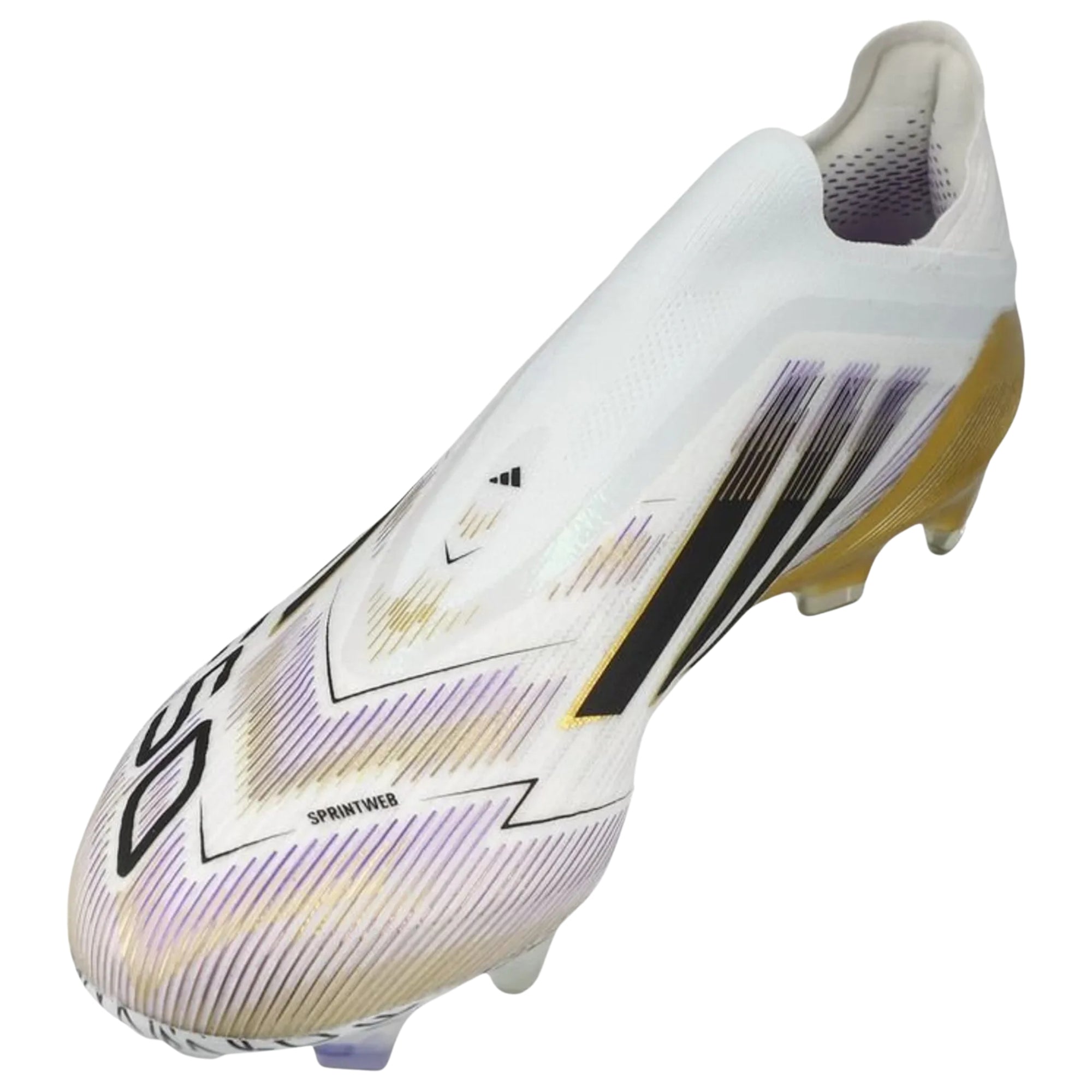 adidas F50 Elite Laceless Firm Ground Soccer Cleats (White/Black/Metallic Gold)