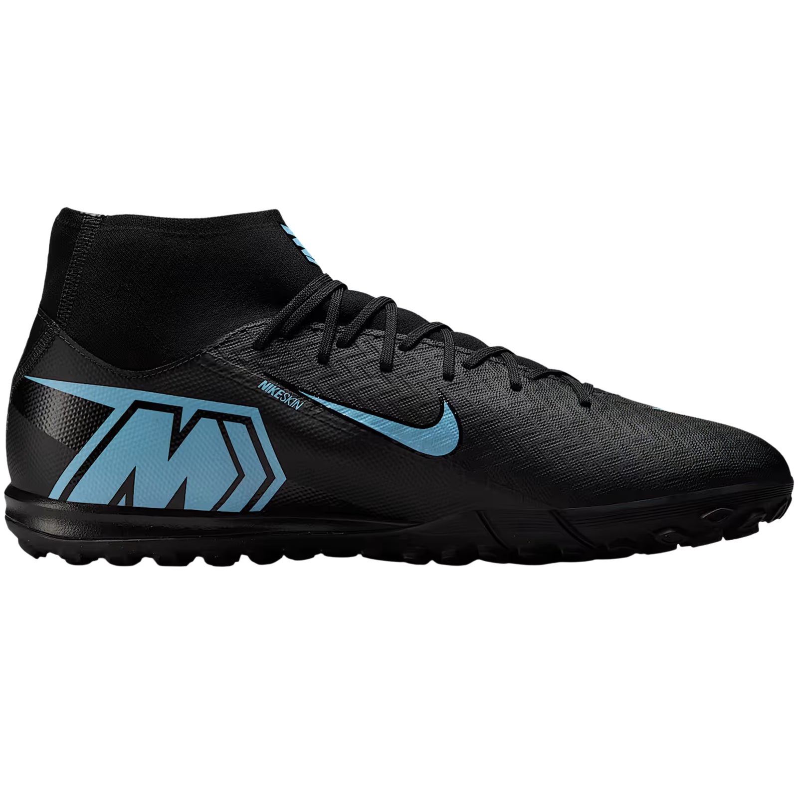 Nike Zoom Superfly 10 Academy Turf Soccer Shoes (Black/Ice Blue)