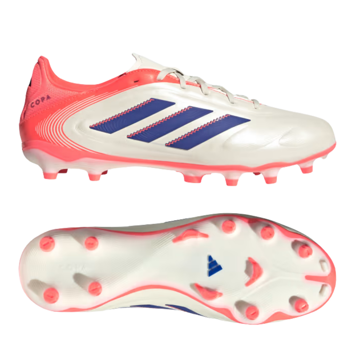 adidas Copa Pure III League Firm/Multi Ground Soccer Cleats (Off White/Blue/Orange)
