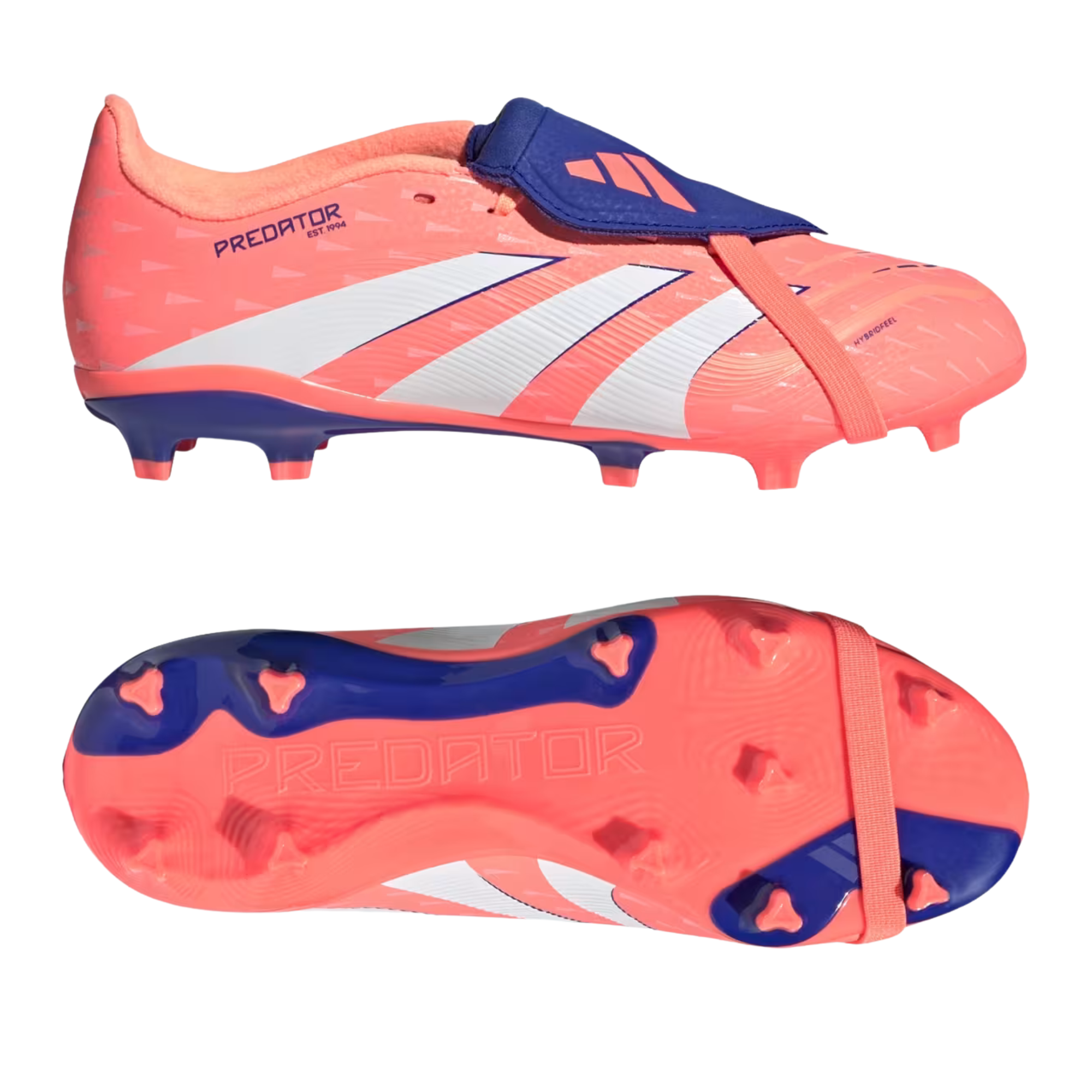 adidas Youth Predator League Fold-Over Tongue Firm/Multi Ground Junior Soccer Cleats (Coral/White/Orange)