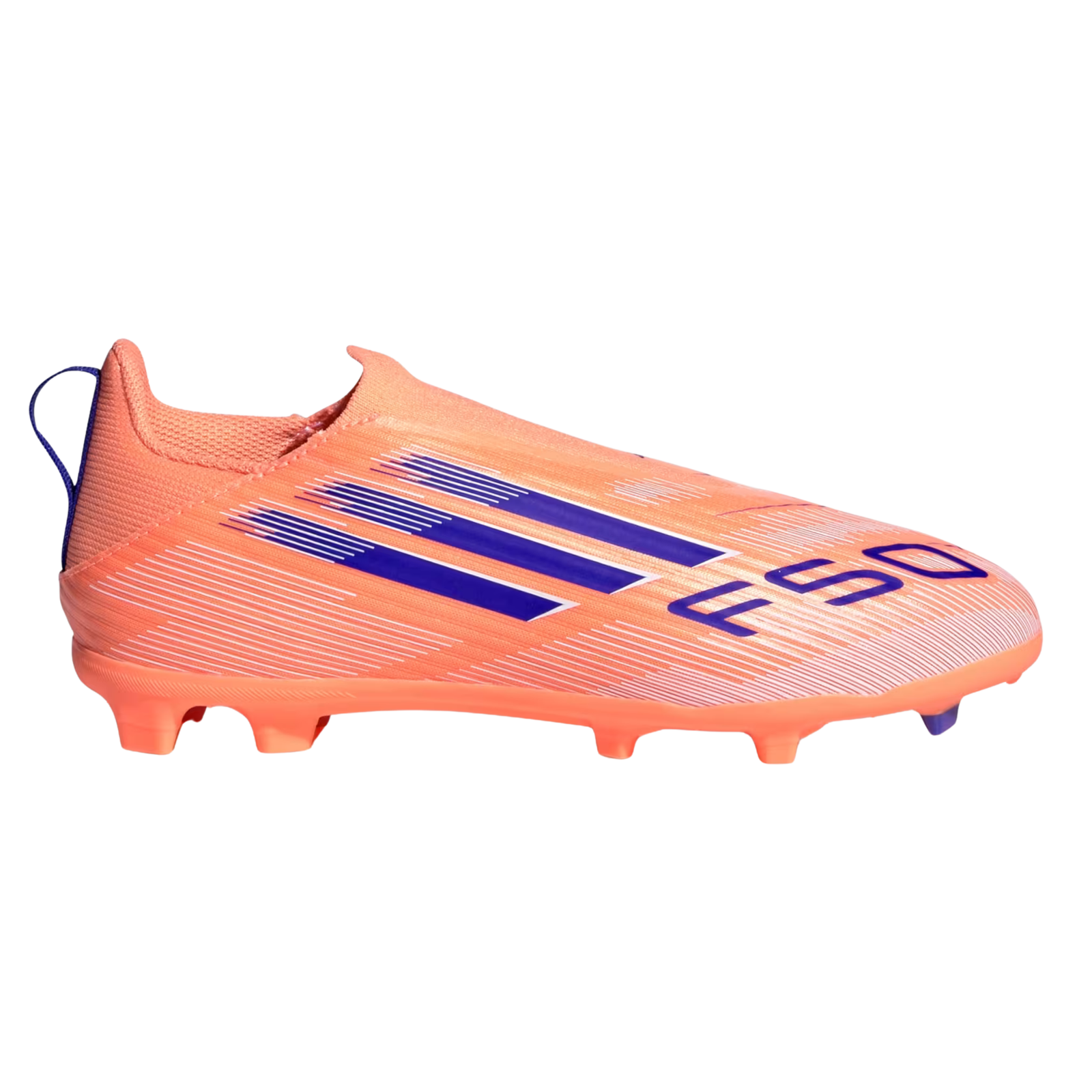 adidas Youth F50 League Laceless FG/MG Junior Soccer Cleats (Orange/Lucid Blue/White)