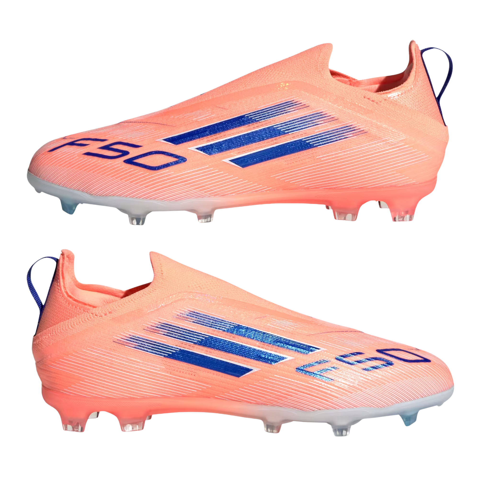 adidas Youth F50 Elite Laceless Junior Firm Ground Soccer cleats (Orange/Lucid Blue/White)