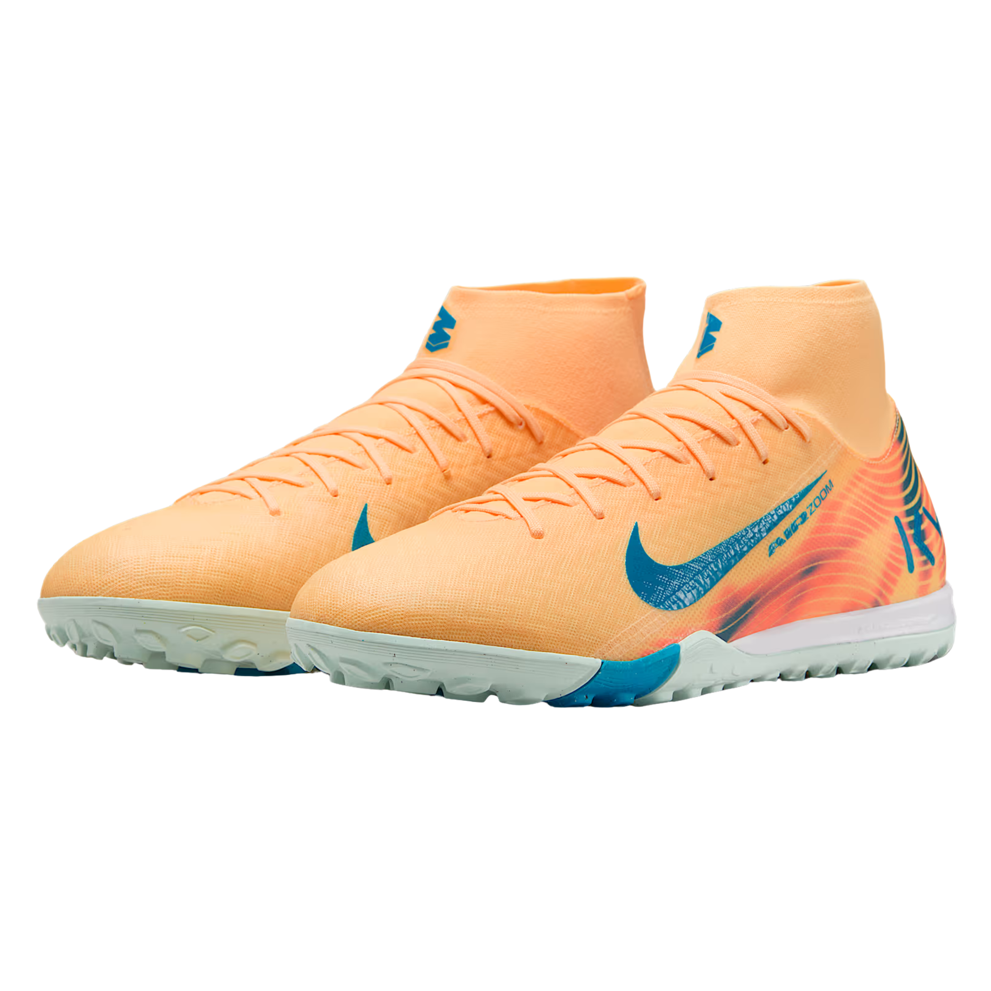 Nike Zoom Superfly 10 Academy KM Turf Soccer Shoes (Melon Tint/Neo Turq/Igloo)