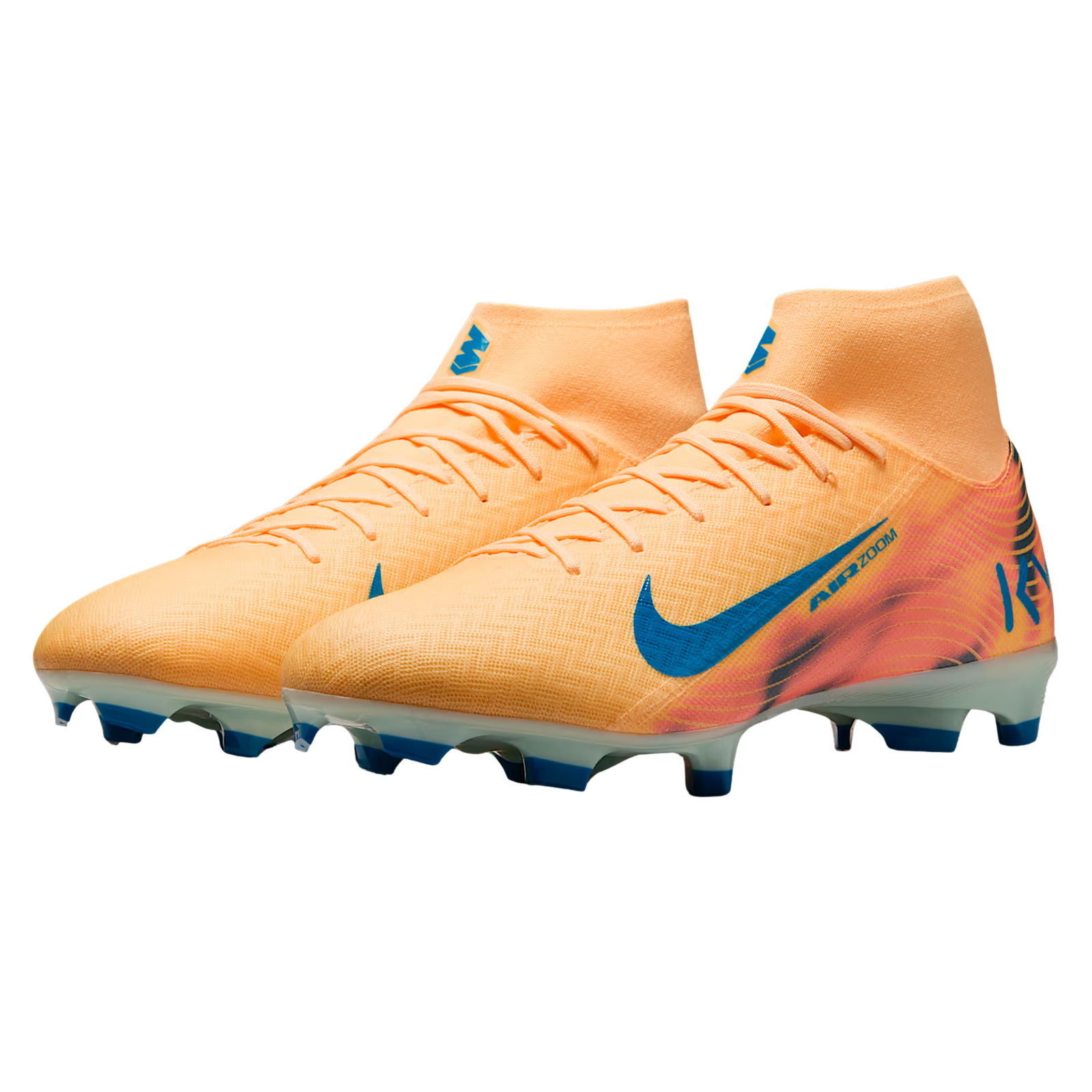 Nike Zoom Superfly 10 Academy KM Firm/Multi Ground Soccer Cleats (Melon Tint/Neo Turq/Igloo)