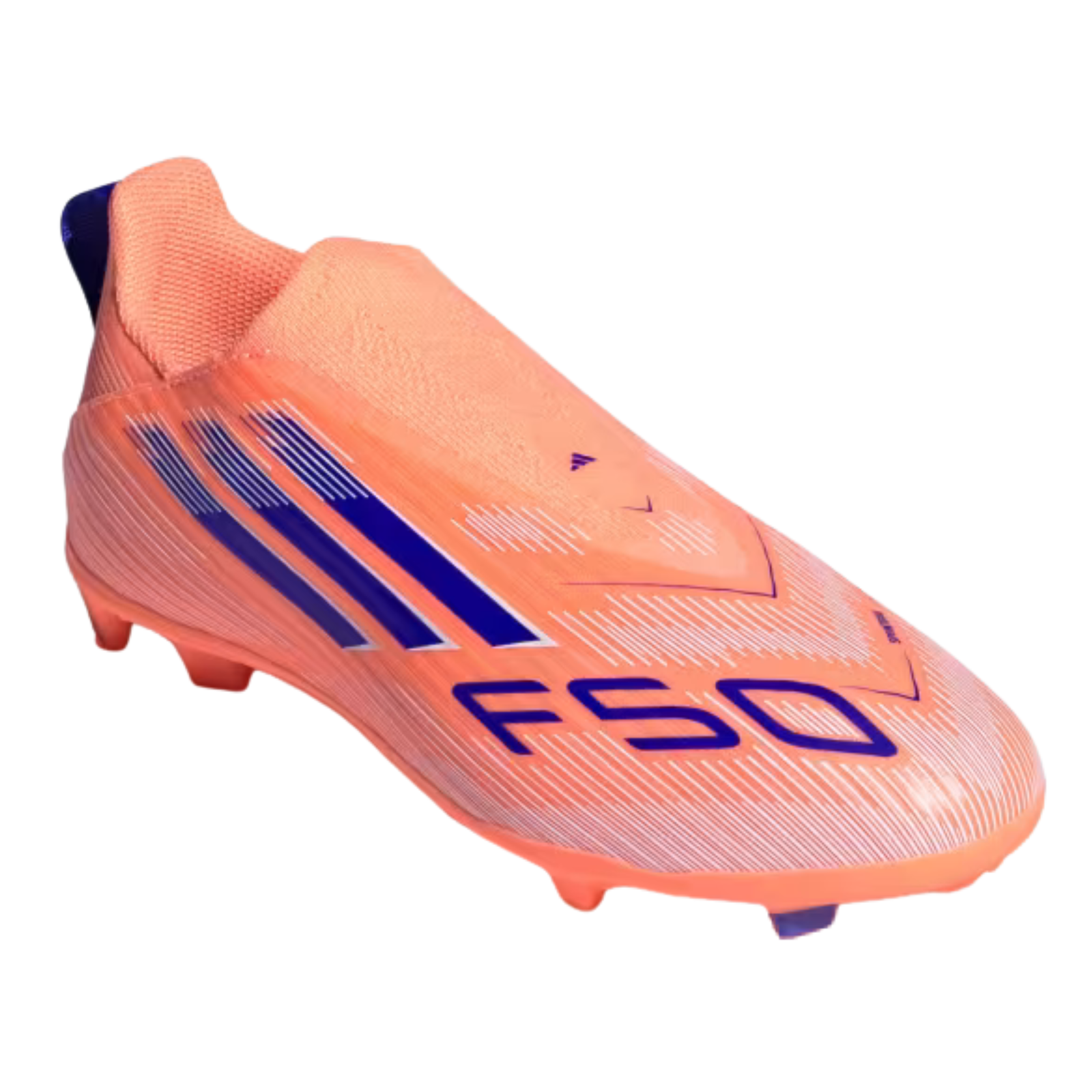 adidas Youth F50 League Laceless FG/MG Junior Soccer Cleats (Orange/Lucid Blue/White)