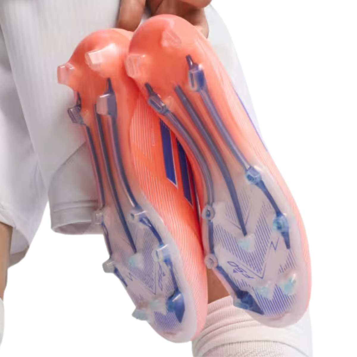 adidas F50 Elite Lace Less Firm Ground Soccer Cleats (Orange/Lucid Blue/White)