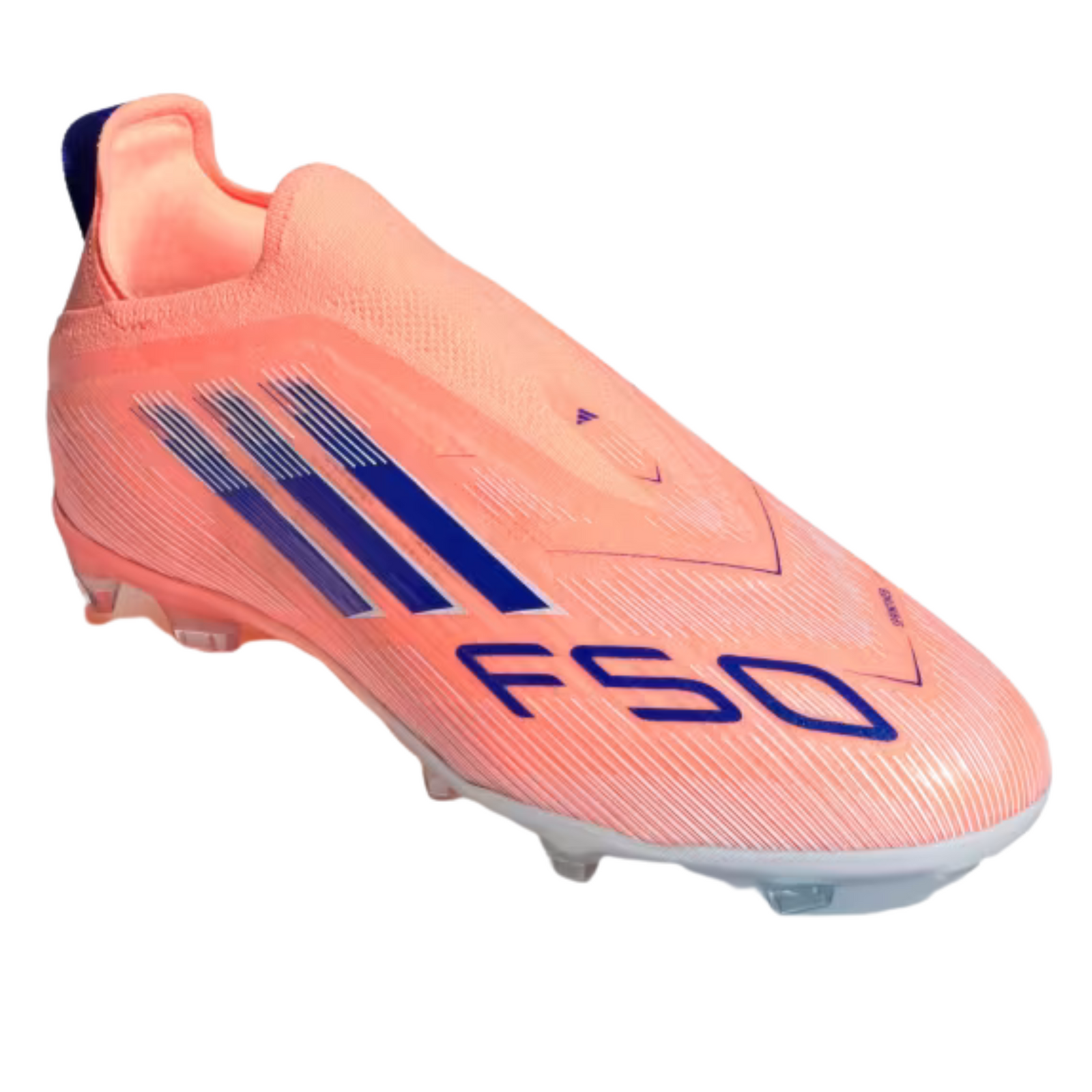 adidas Youth F50 Elite Laceless Junior Firm Ground Soccer cleats (Orange/Lucid Blue/White)
