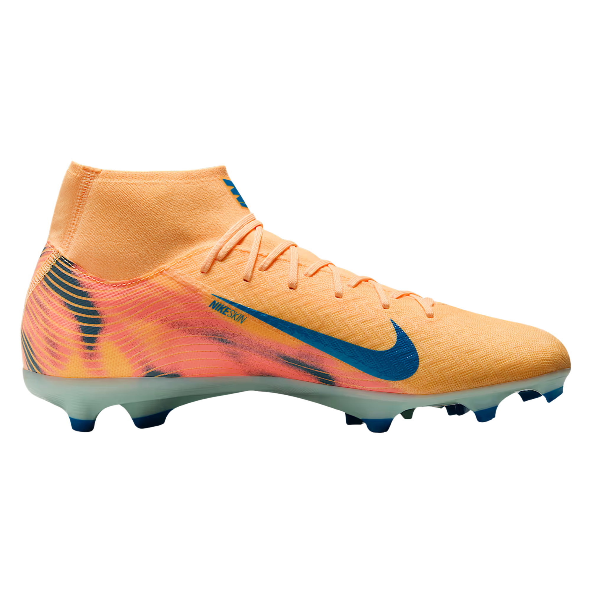 Nike Zoom Superfly 10 Academy KM Firm/Multi Ground Soccer Cleats (Melon Tint/Neo Turq/Igloo)