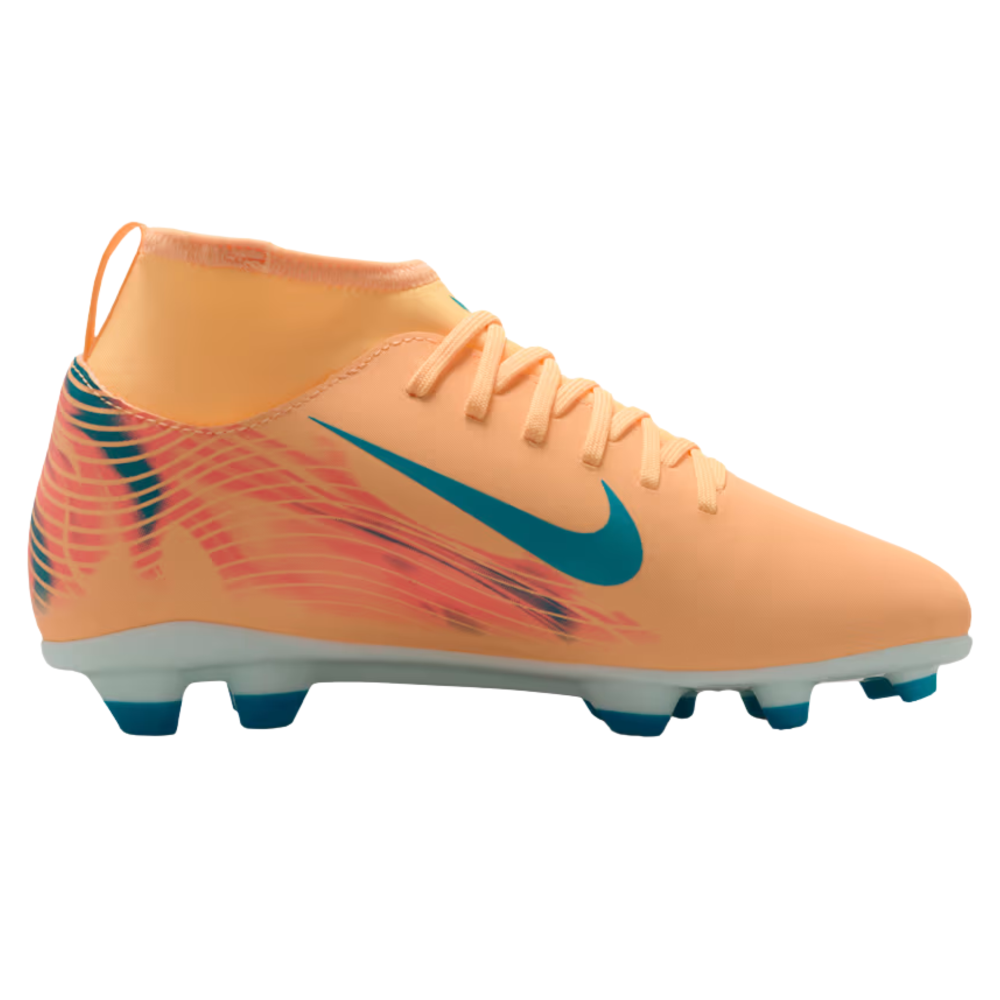 Nike Youth Junior Superfly 10 Club Kylian Mbappé Firm/Multi Ground Soccer Cleats (Melon Tint/Neo Turq/Igloo)