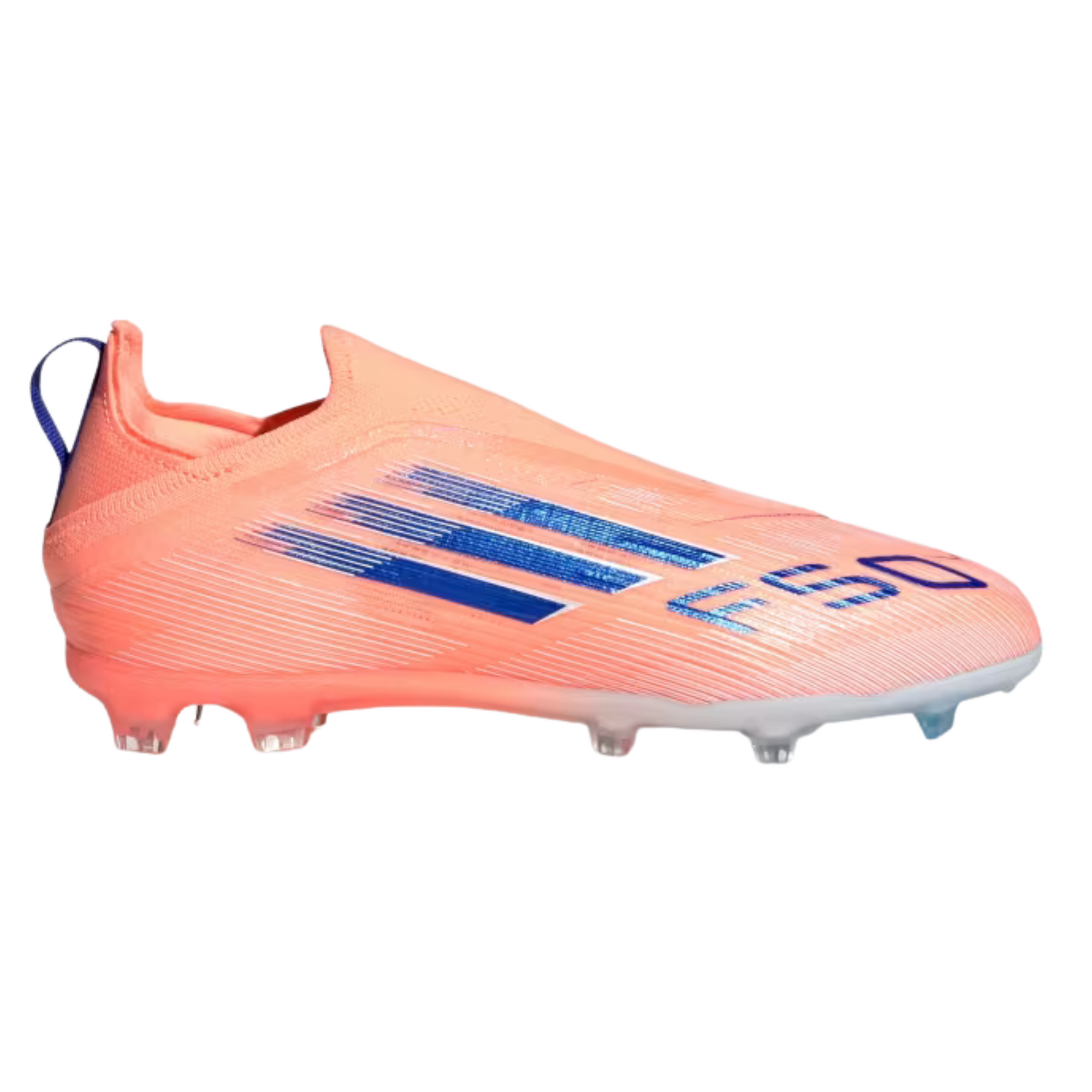 adidas Youth F50 Elite Laceless Junior Firm Ground Soccer cleats (Orange/Lucid Blue/White)