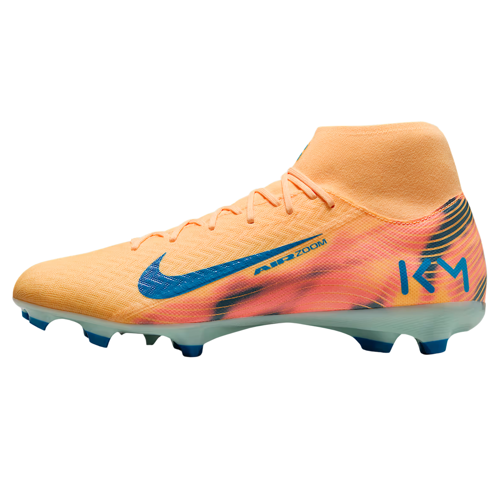 Nike Zoom Superfly 10 Academy KM Firm/Multi Ground Soccer Cleats (Melon Tint/Neo Turq/Igloo)