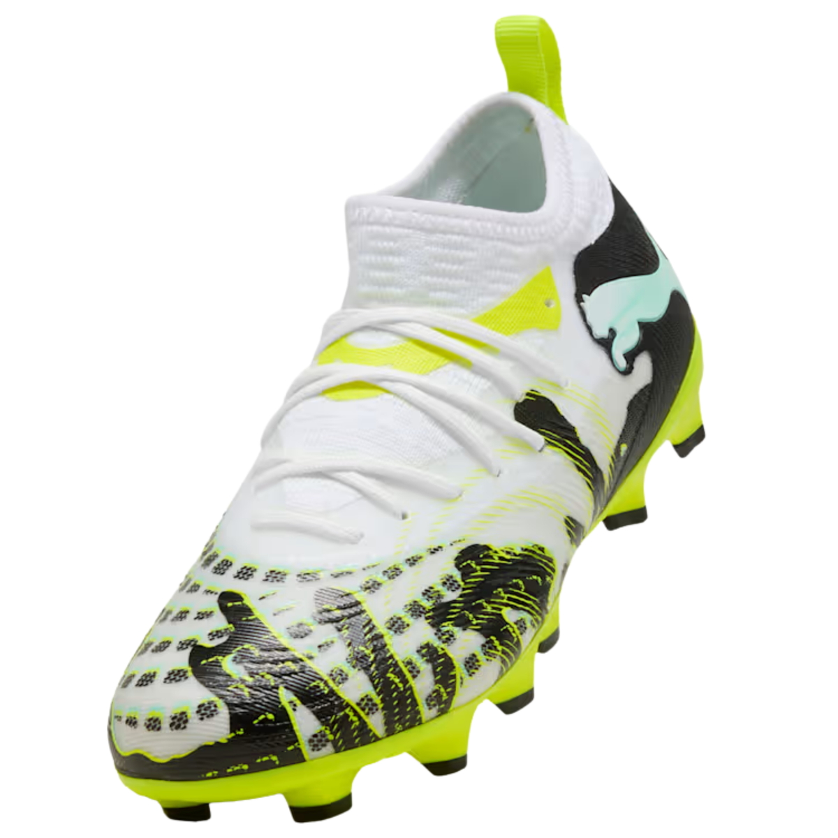Puma Jr. Future 9 Match Creativity FG/AG Soccer Cleats (Yellow Alert/Mint Jelly/White)
