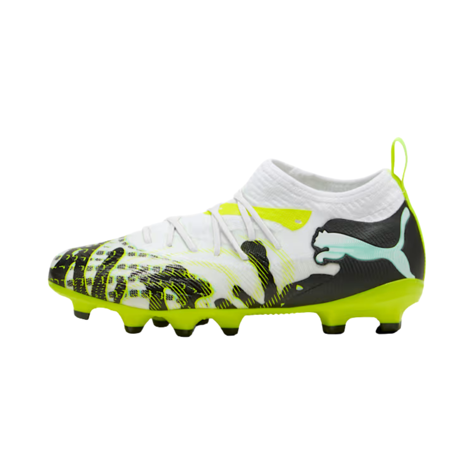 Puma Jr. Future 9 Match Creativity FG/AG Soccer Cleats (Yellow Alert/Mint Jelly/White)