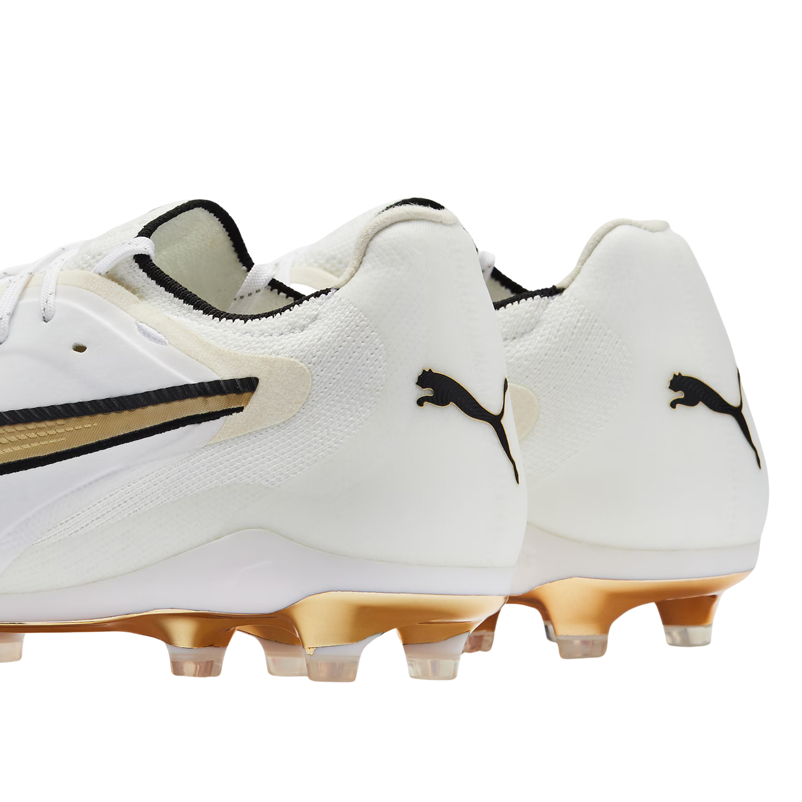 PUMA King 20 Ultimate FG/AG Soccer Cleats  (White/Metallic Gold/Black)