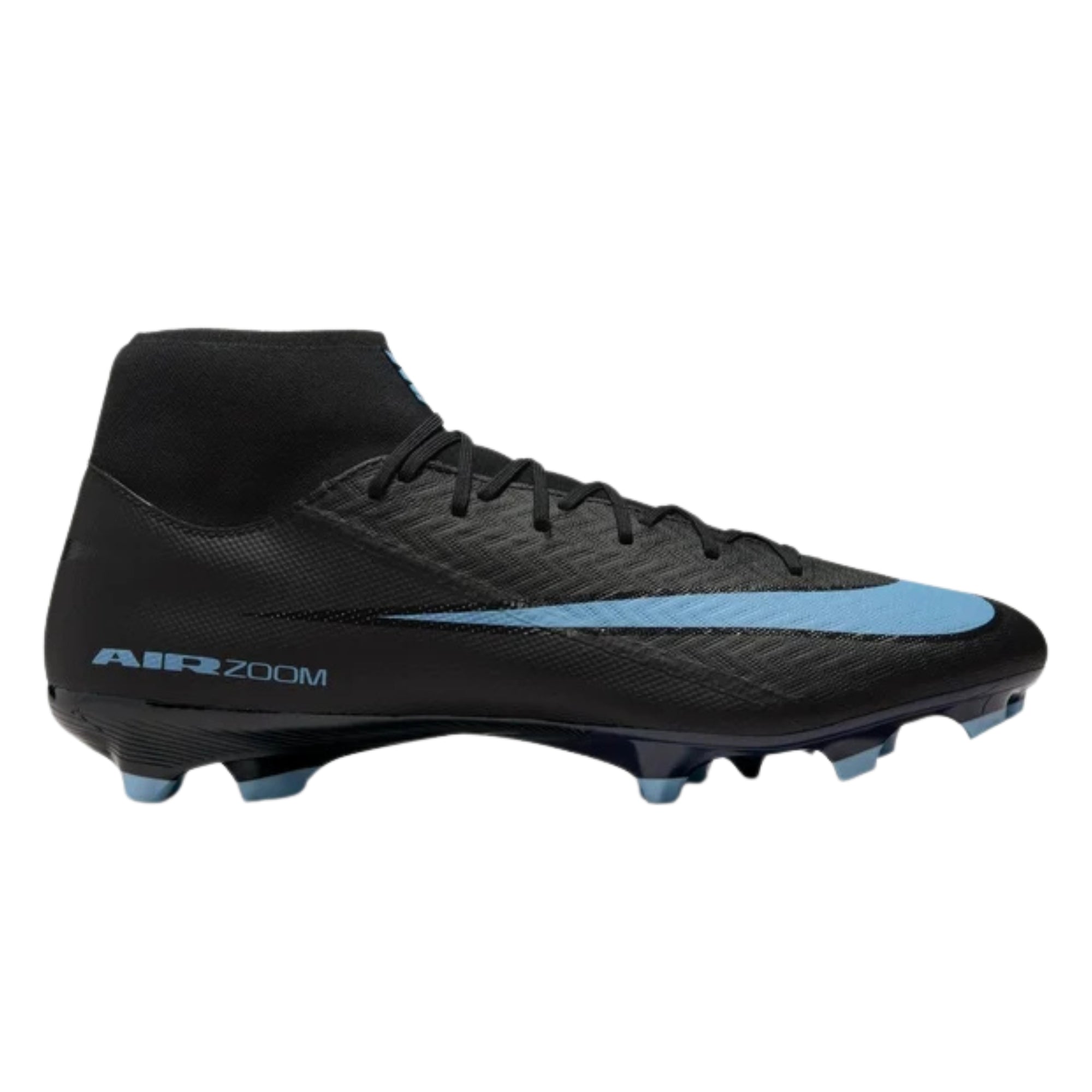 Nike Zoom Superfly 10 Academy Firm Ground/Multiground Soccer Cleats (Black/Ice Blue)