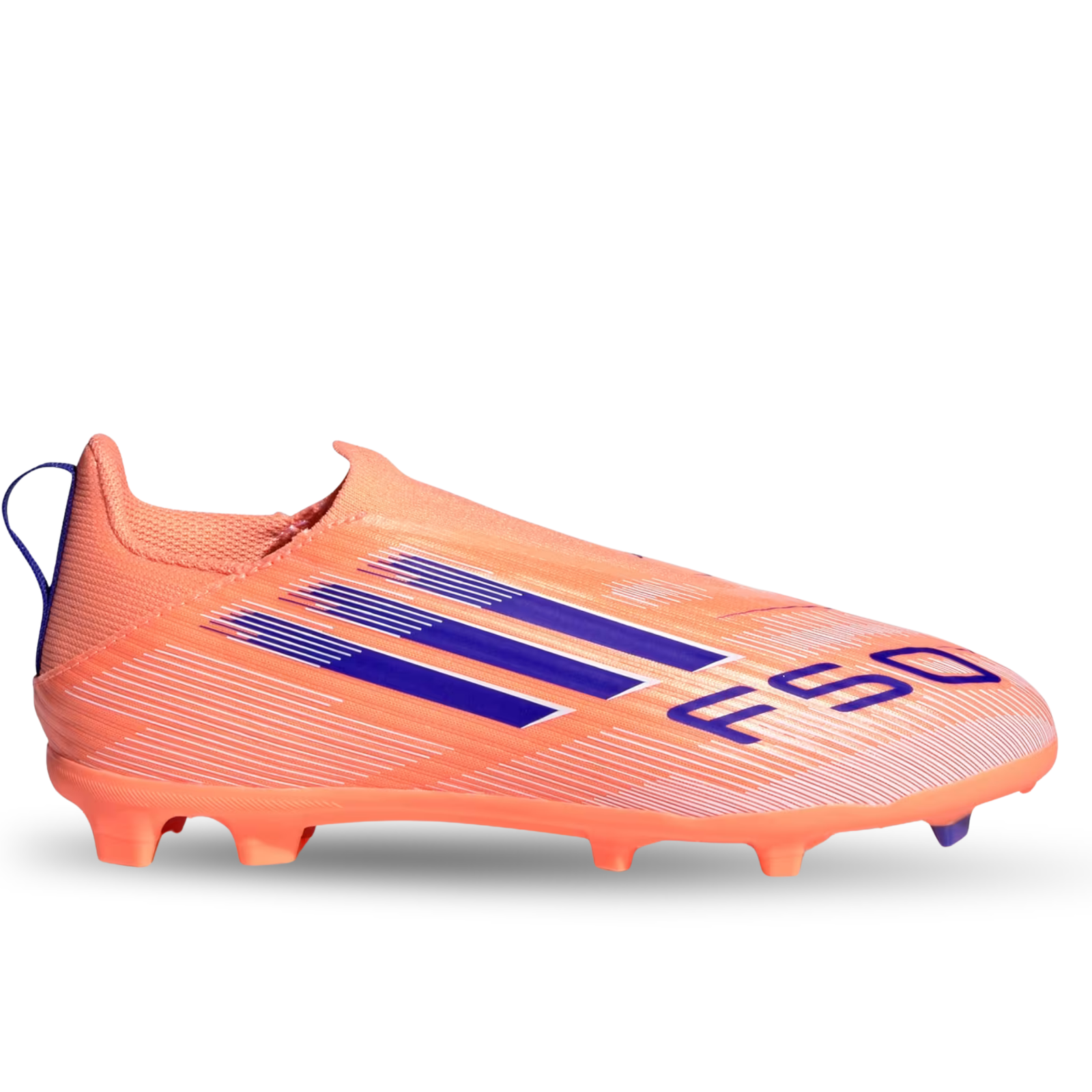 adidas Youth F50 League Laceless FG/MG Junior Soccer Cleats (Orange/Lucid Blue/White)