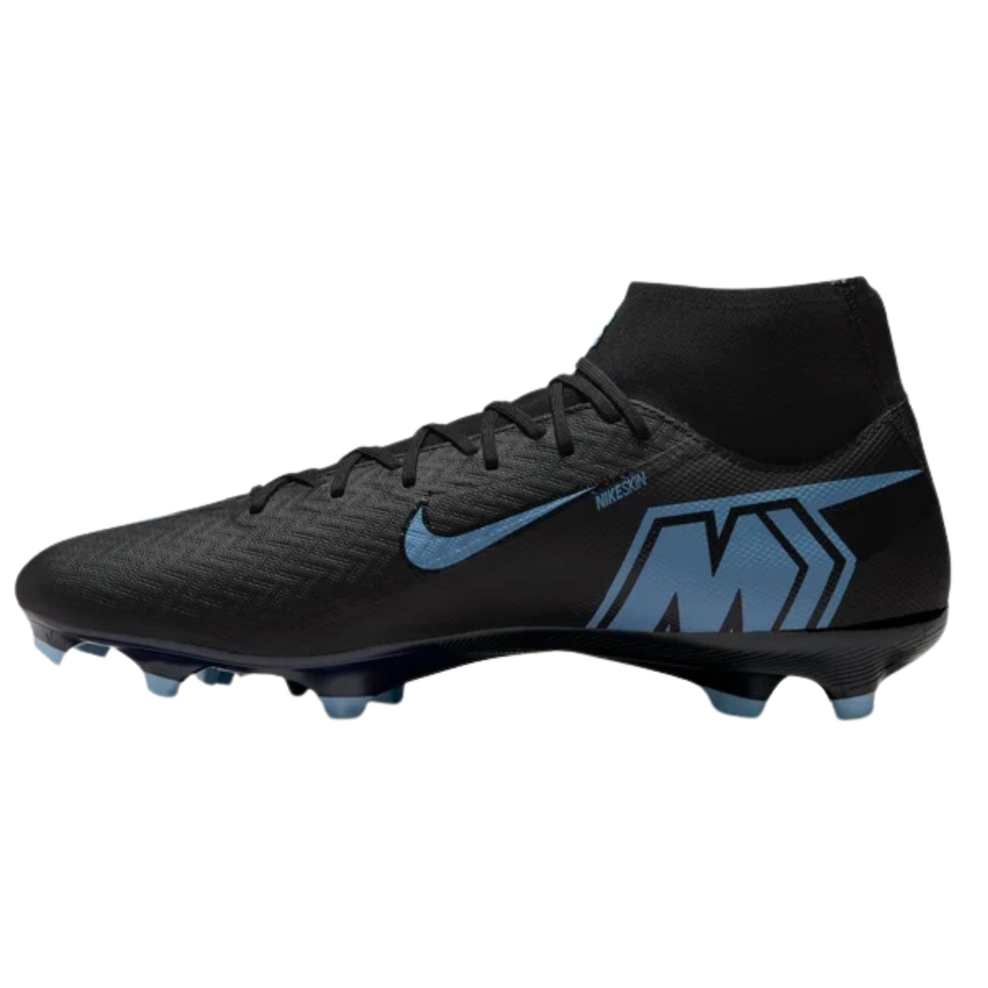 Nike Zoom Superfly 10 Academy Firm Ground/Multiground Soccer Cleats (Black/Ice Blue)
