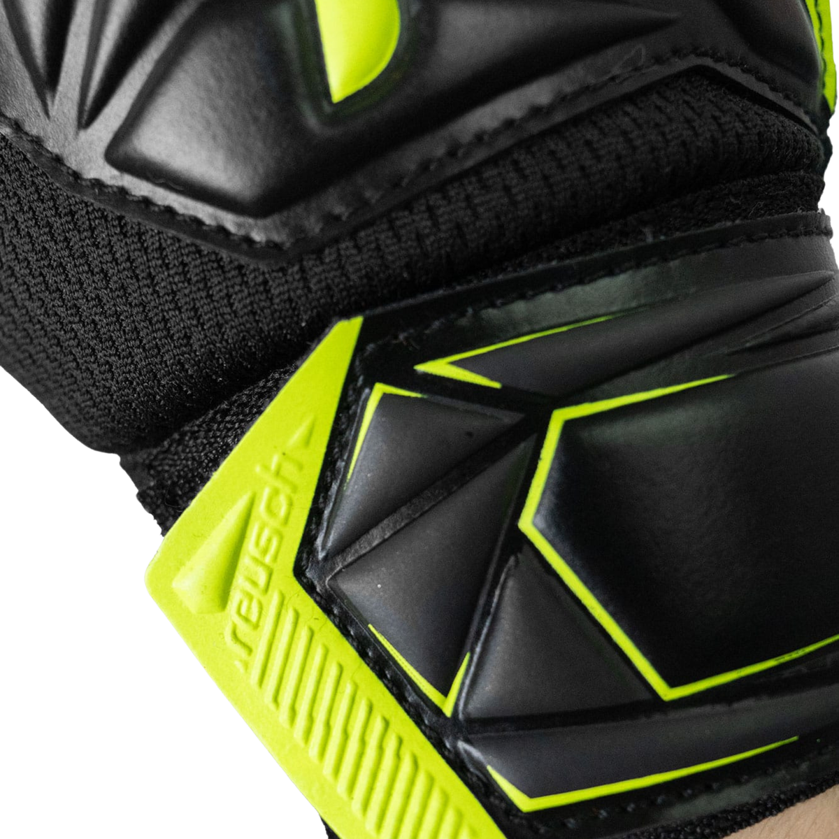 Reusch Junior Attrakt Starter Solid Finger Support Goalkeeper Gloves (Black/Yellow)