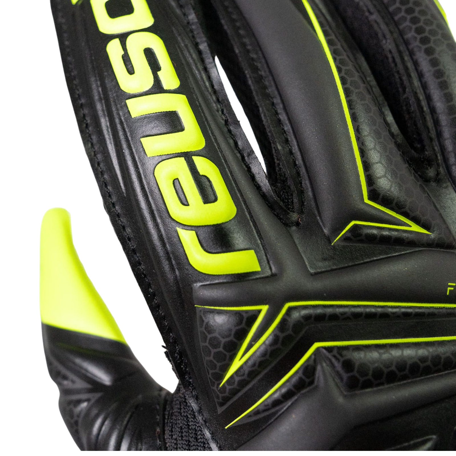 Reusch Junior Attrakt Starter Solid Finger Support Goalkeeper Gloves (Black/Yellow)